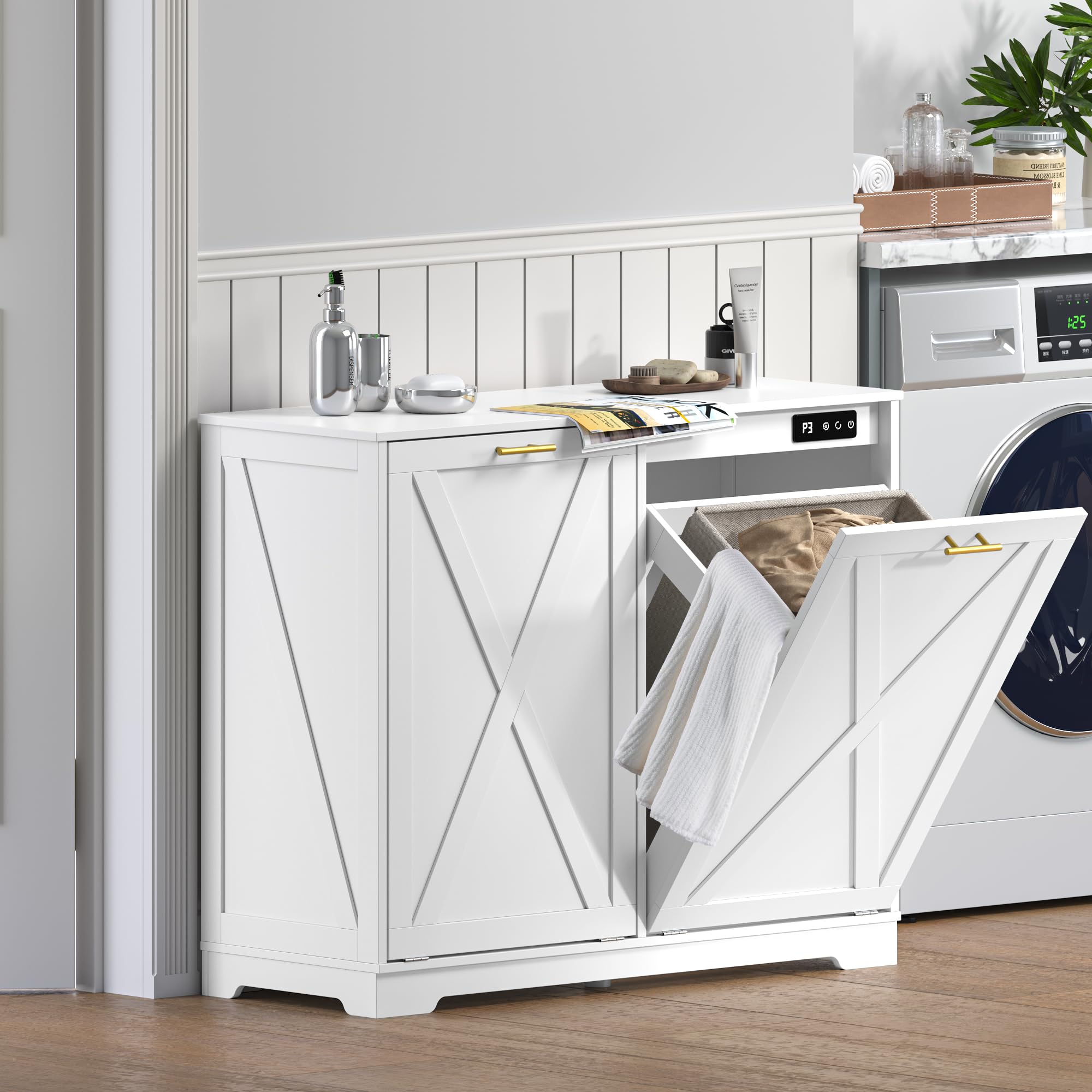Tilt Out Trash Can Cabinet for 2 Bins