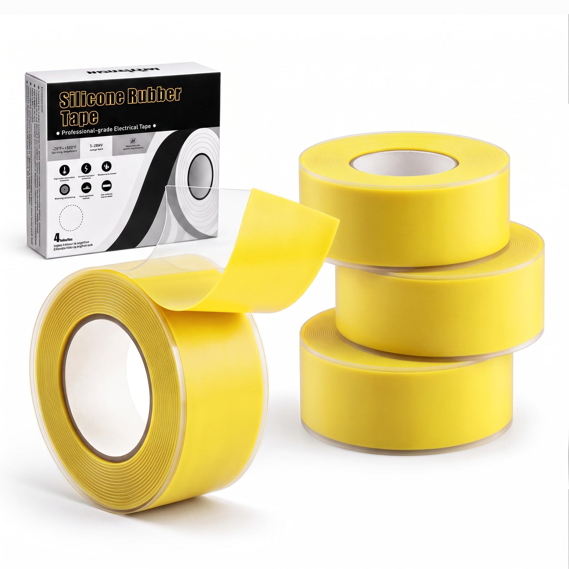 Self Fusing Silicone Tape 4 Rolls Emergency Plumbing Repair 1 In x 10 Ft (40 Foot)