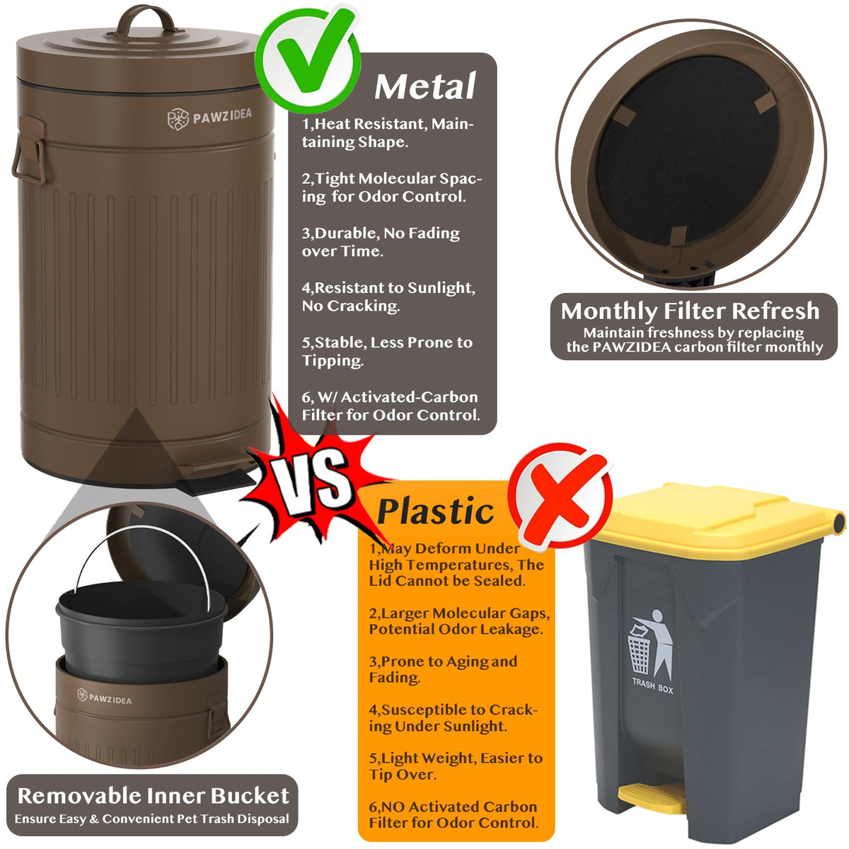 Dog Poop Trash Can Outside Odor Control