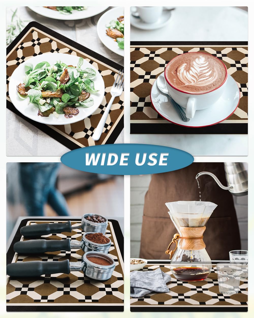 Coffee Mat Hide Stain Rubber Backed Absorbent Dish Drying Mat for Kitchen Counter