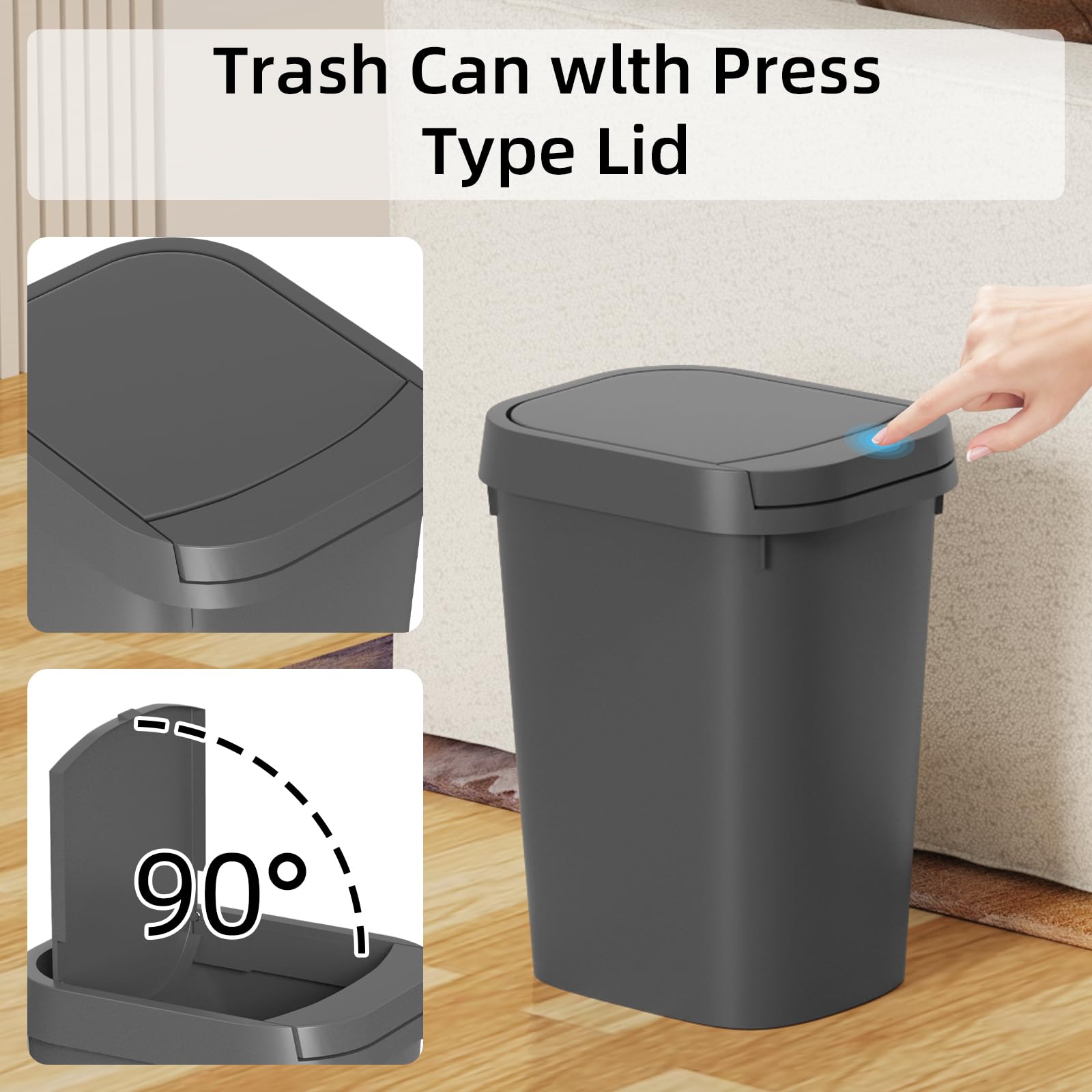 3 Pack Bathroom Small Trash Can with Lid (3 Count)