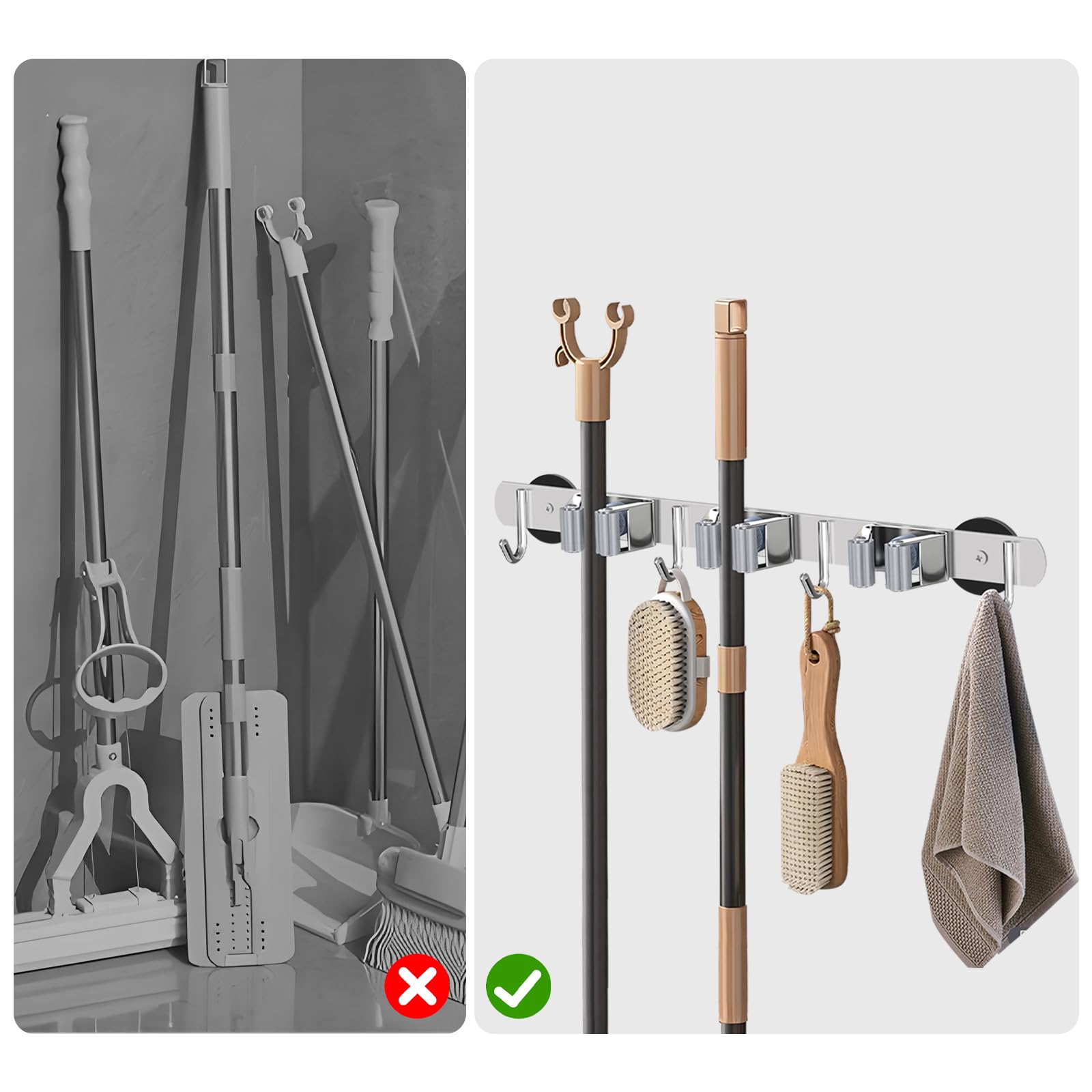 Heavy Duty Magnetic Storage Rack for Brooms and Mops