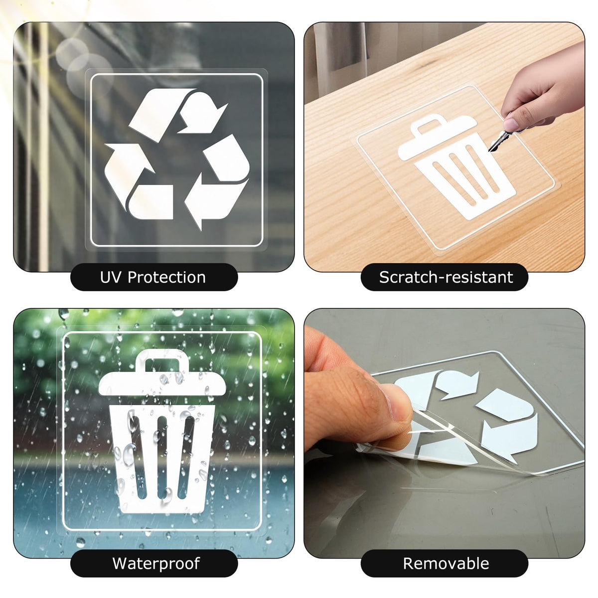 10 Pack Recycle and Trash Clear Stickers Recycling Labels 3 Inches (10 Count)