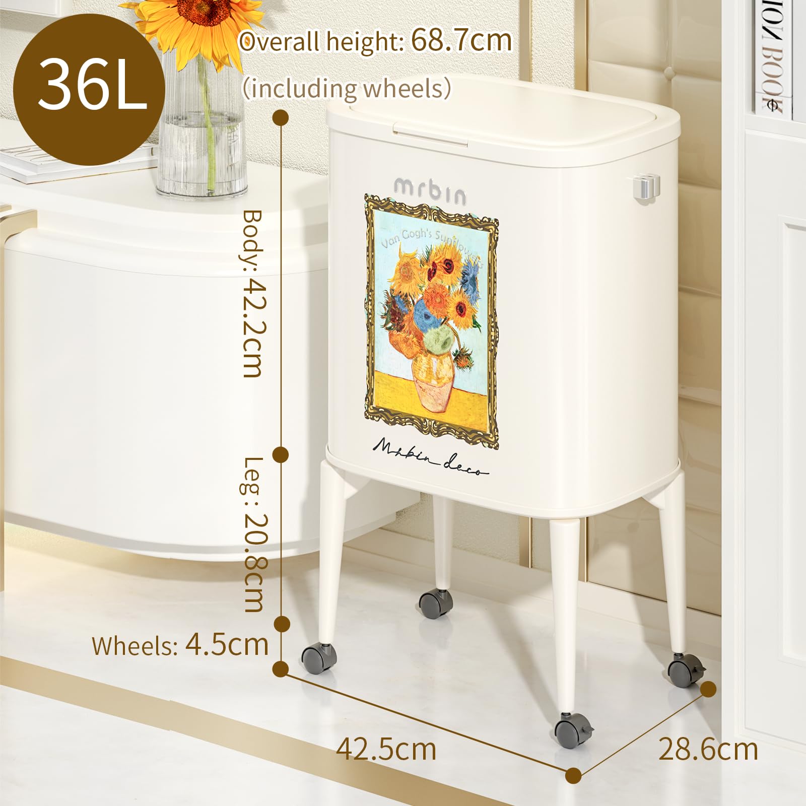 Metal Kitchen Trash Can with Lid
