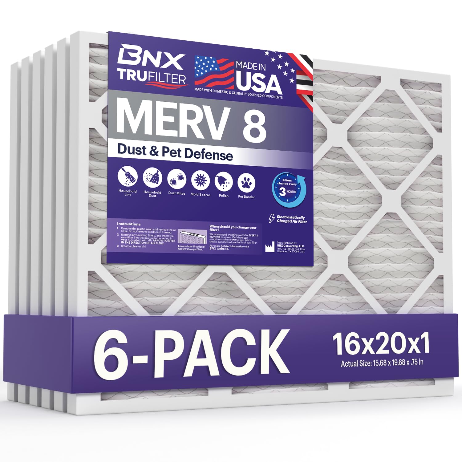 TruFilter 16x20x1 Air Filter MERV 8 (6 Count)