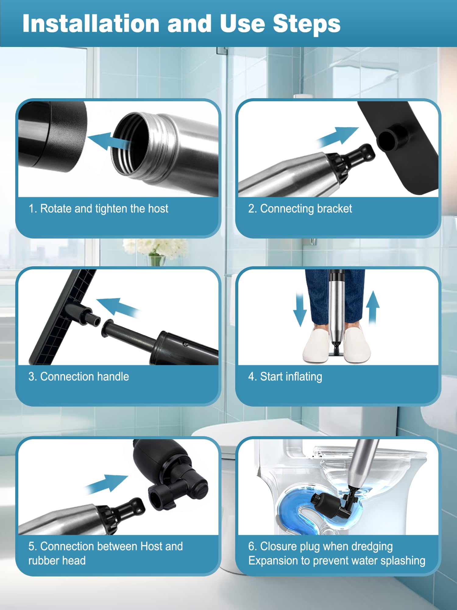 Toilet Plunger Drain Clog Remover Tool