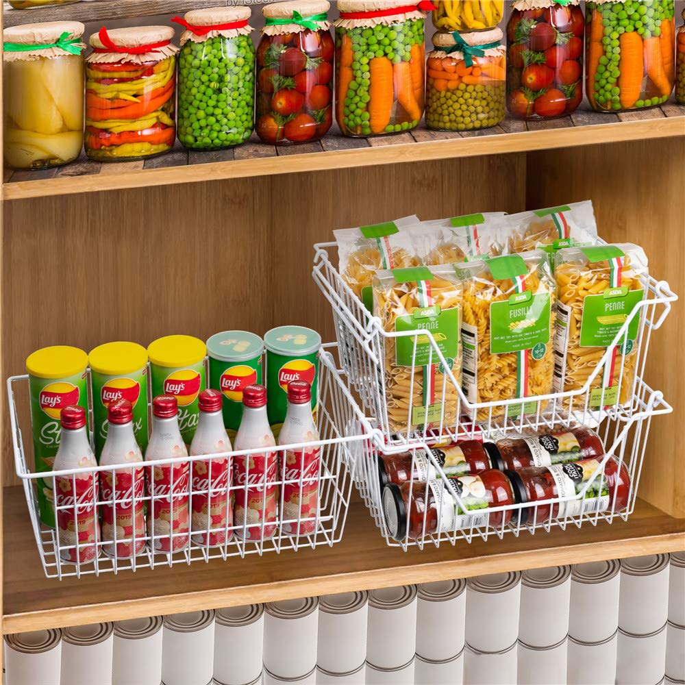 Freezer Baskets Wire Storage Baskets Closet Storage Baskets Bins Refrigerator Storage Containers for Home Office (3 Count)