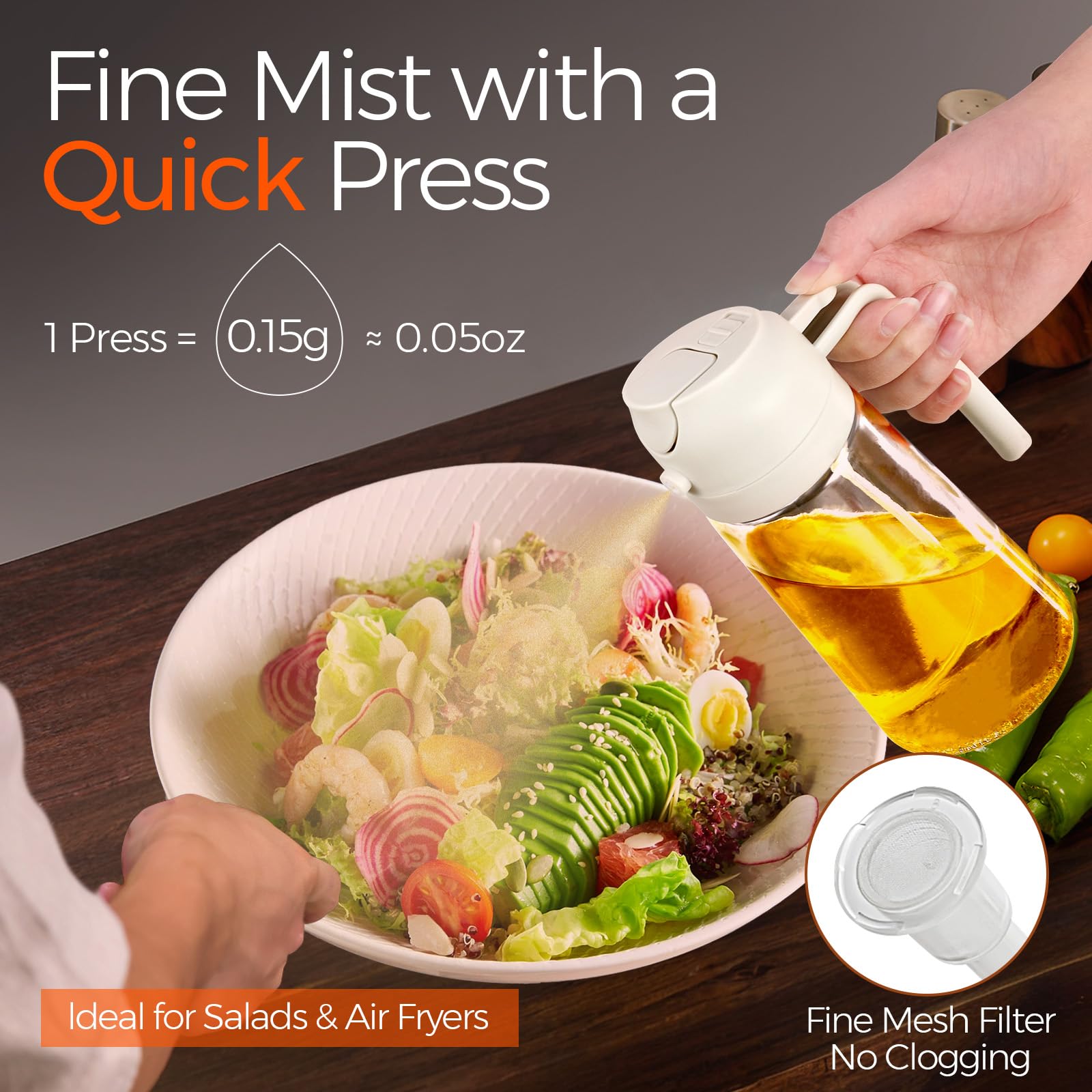 2Pcs 16oz 470ml 2 in 1 Oil Sprayer for Cooking with Stickers