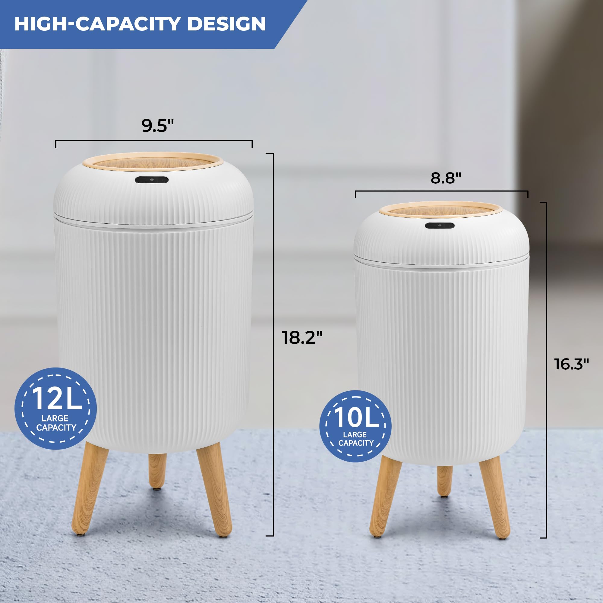 2 Pack Automatic Trash Can 12L (2 Count)