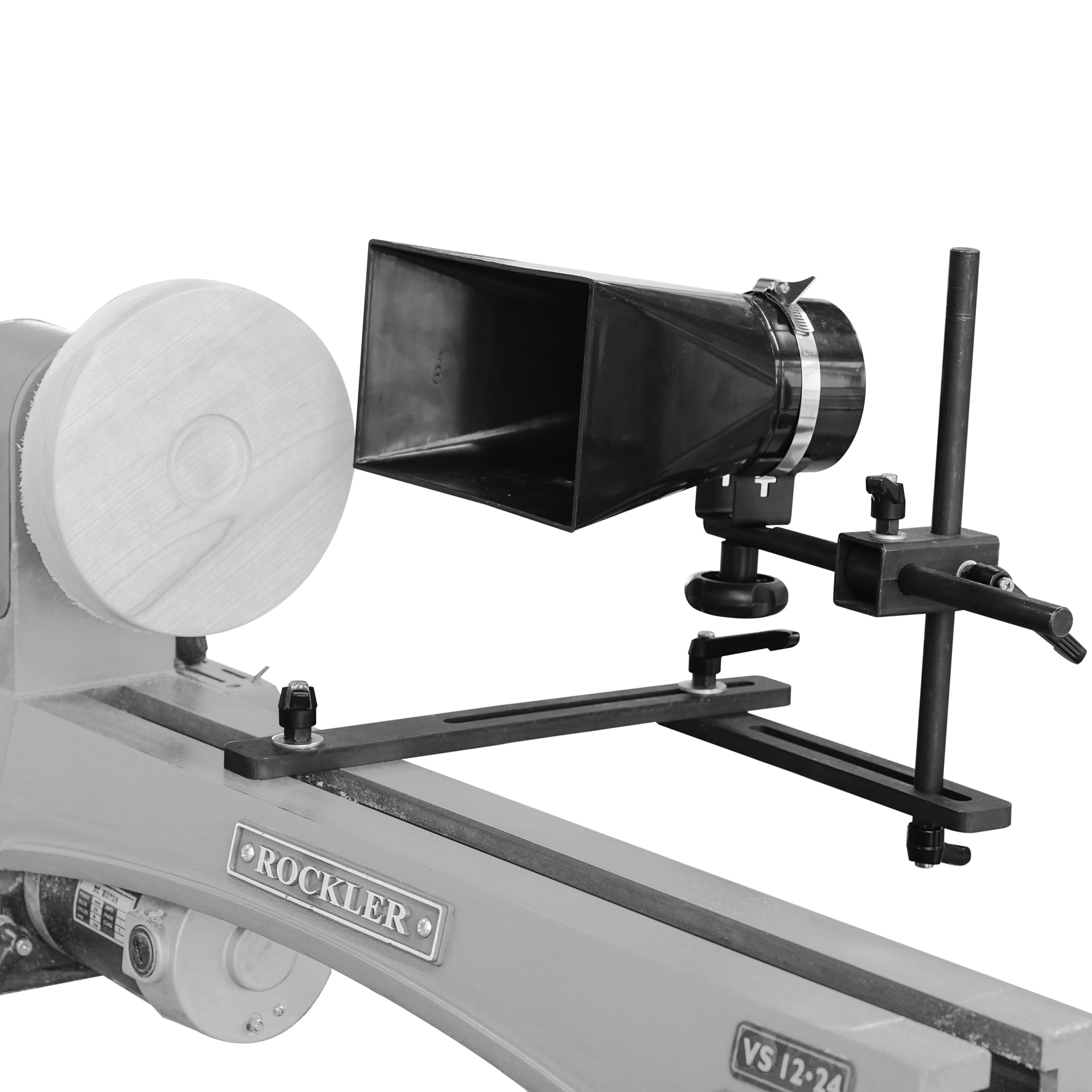 Woodturning Dust Hood Installed on Woodlathe for Effective Dust Extraction Collection