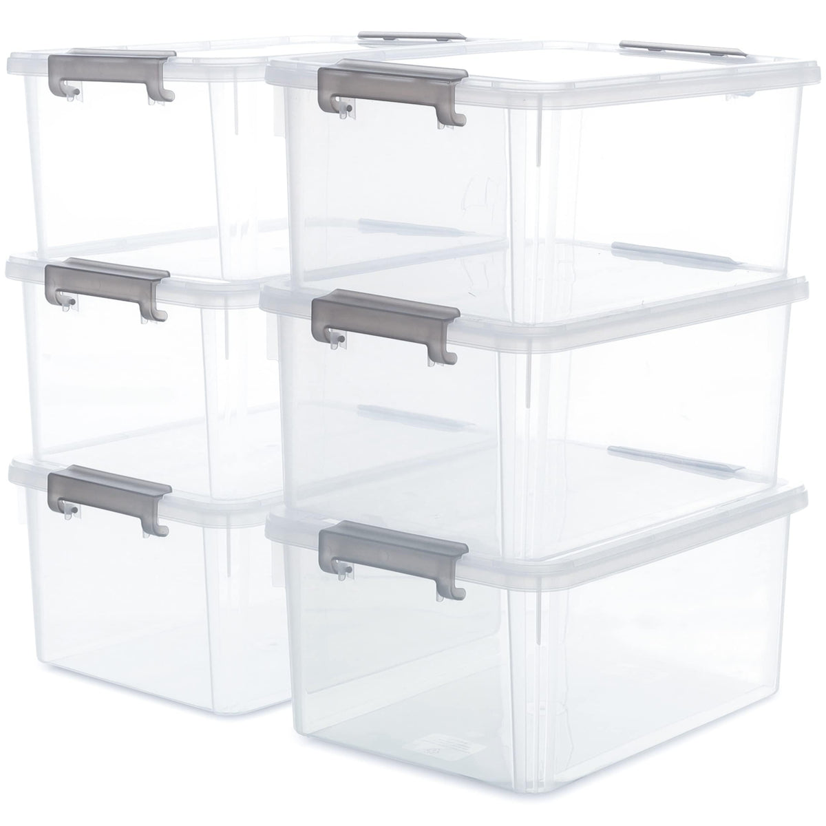 6 Packs 17 QT Plastic Storage Bins with Lids Large Stackable Storage Containers for Organizing Clear Storage Box for Garage (6 Count)