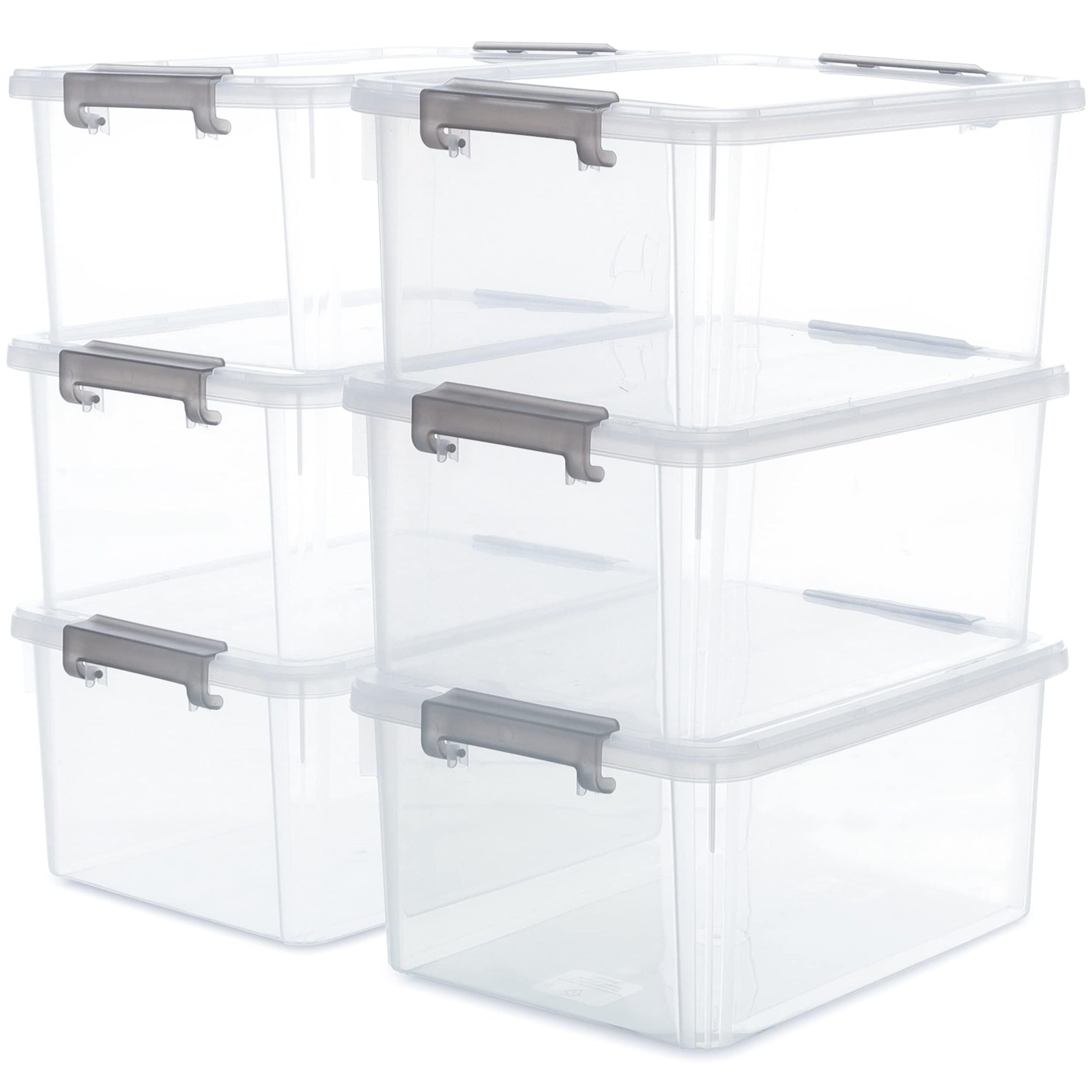 6 Packs 17 QT Plastic Storage Bins with Lids Large Stackable Storage Containers for Organizing Clear Storage Box for Garage (6 Count)