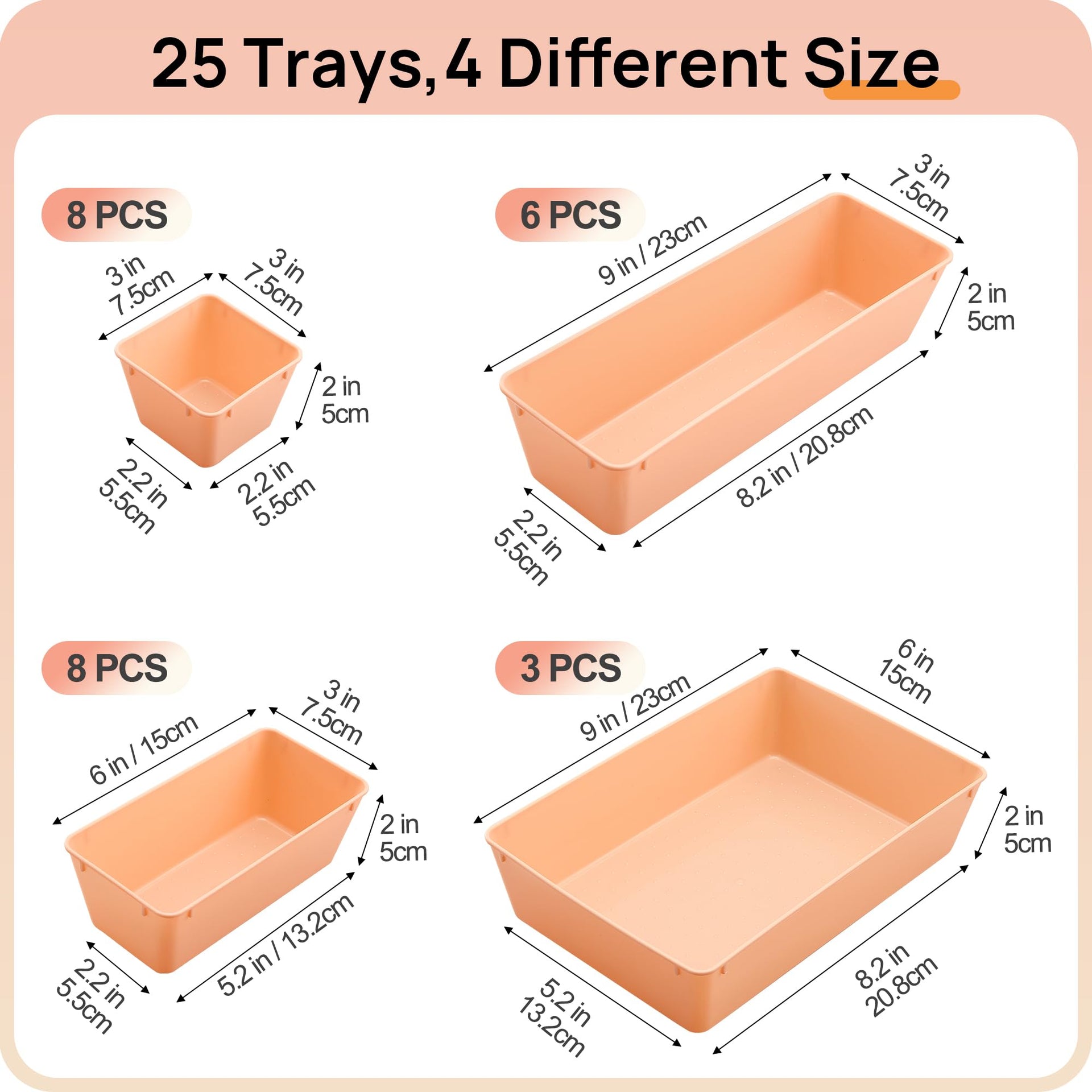 25 Pack Plastic Drawer Organizers with Non (25 Count)
