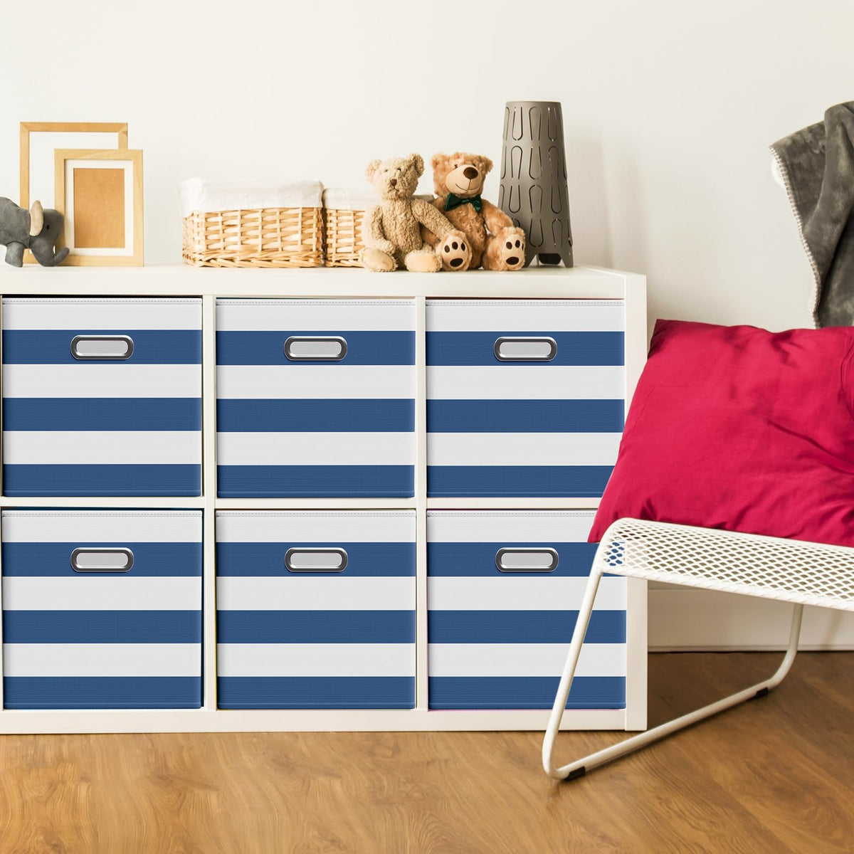 11 Inch 6 Pack Fabric Storage Cubes with Metal Handles (6 Count)