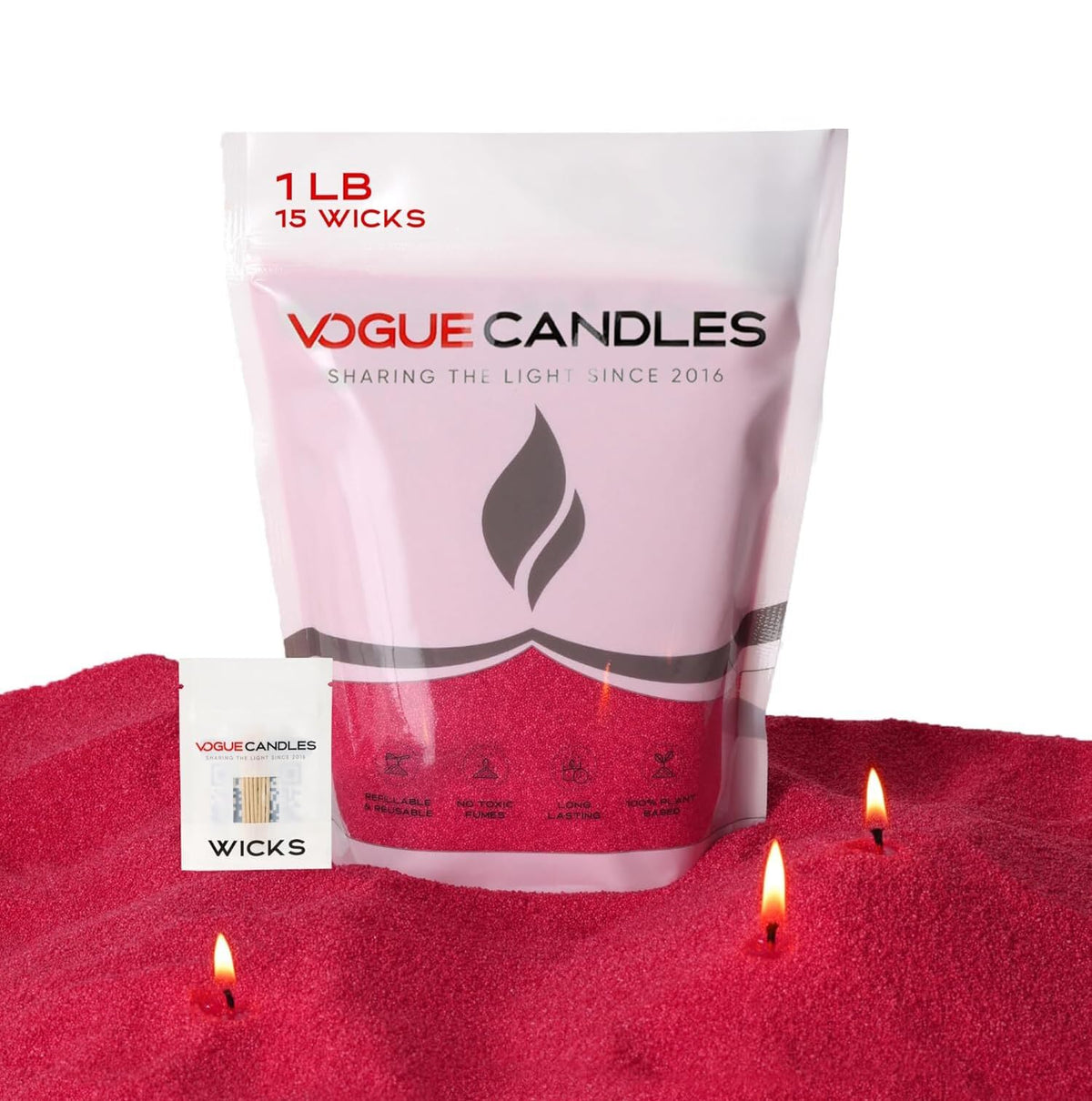 Vogue Candles Red Pearled Candle Sand Wax (16 Ounce)