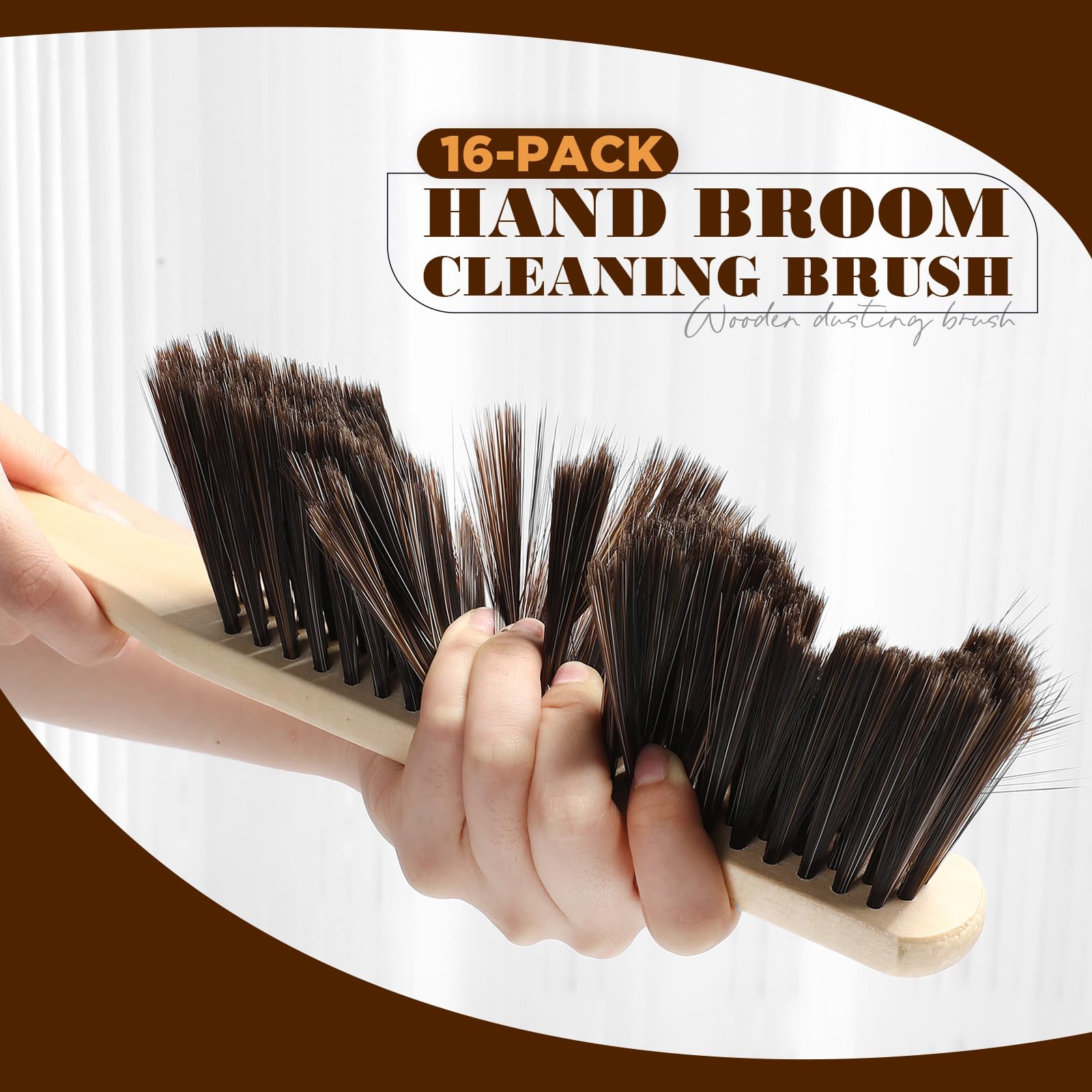 24 Pieces Wooden Dust Brush Bulk Hand Broom Bench Soft Bristle Cleaning Outdoor Furniture Brushes with Long Wood Handle for Cleaning Car Bed Sofa Fireplace Couch Clothes (24 Count)