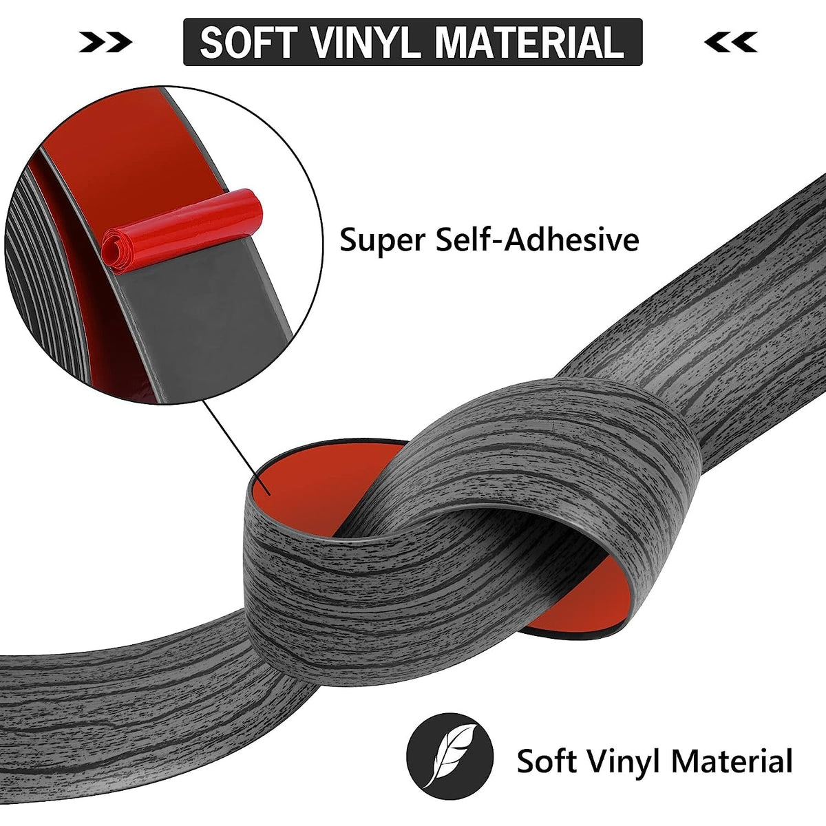 20Ft Floor Transition Strip Self Adhesive Vinyl Cover Floor Strip Flat Divider Transition Strip Wood Grain Design for Laminate Floor Gaps and Doorway Transitions (20 Foot)