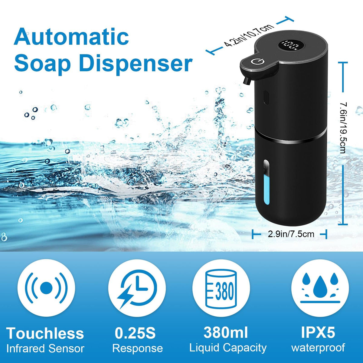 2 Pack Automatic Foaming Soap Dispenser Touchless