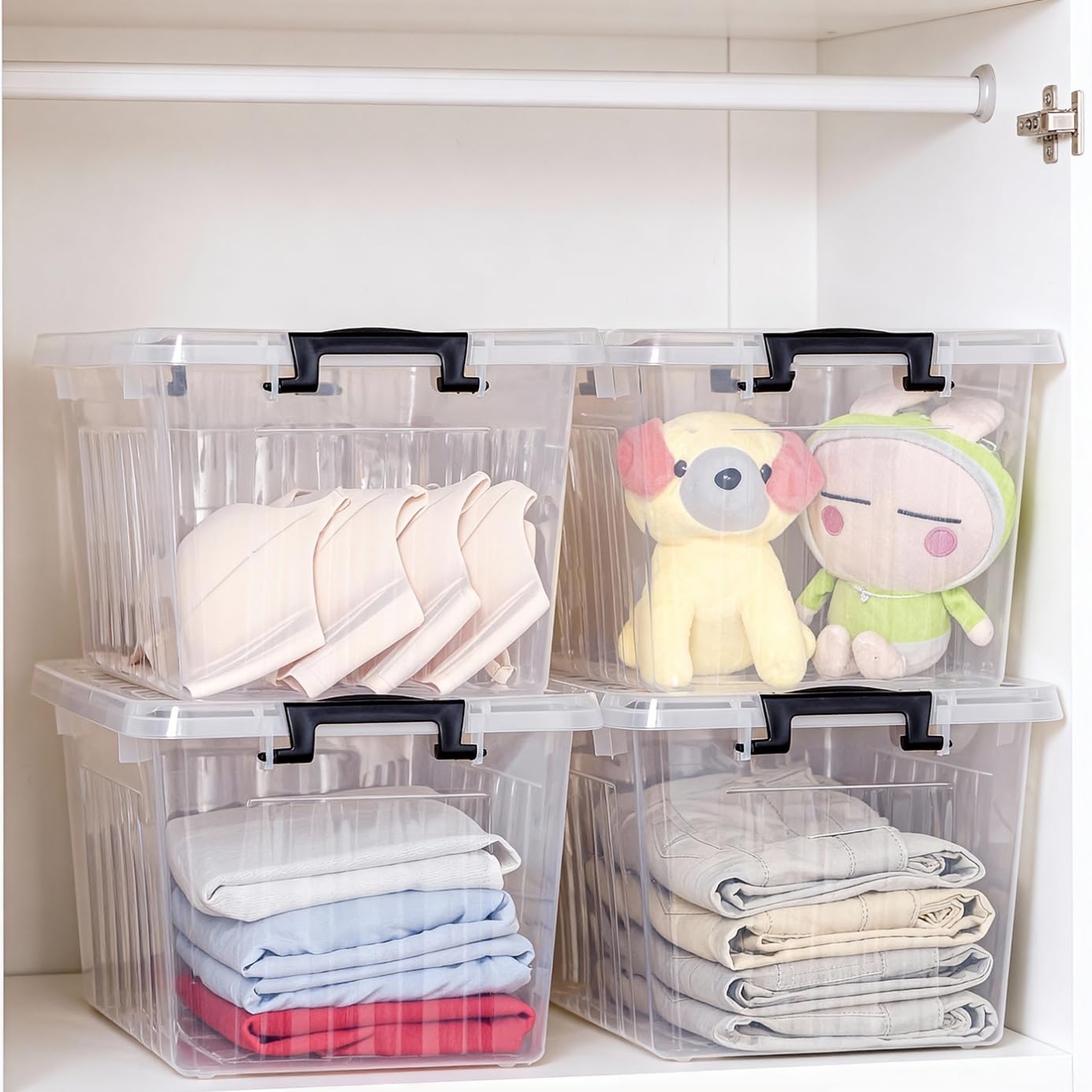 22 Qt Plastic Storage Bins with Latching Lids 4 Packs (4 Count)