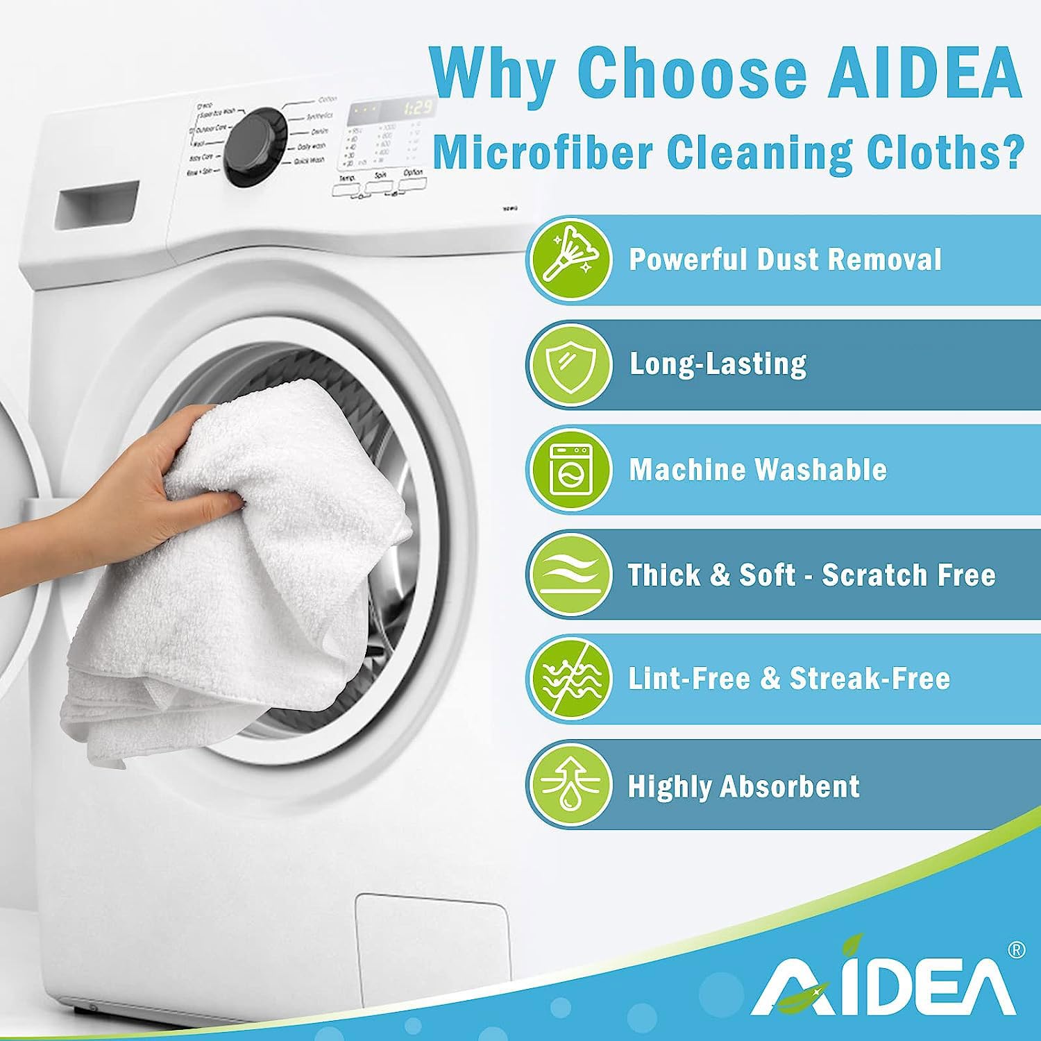 White Microfiber Cleaning Cloth 50PK