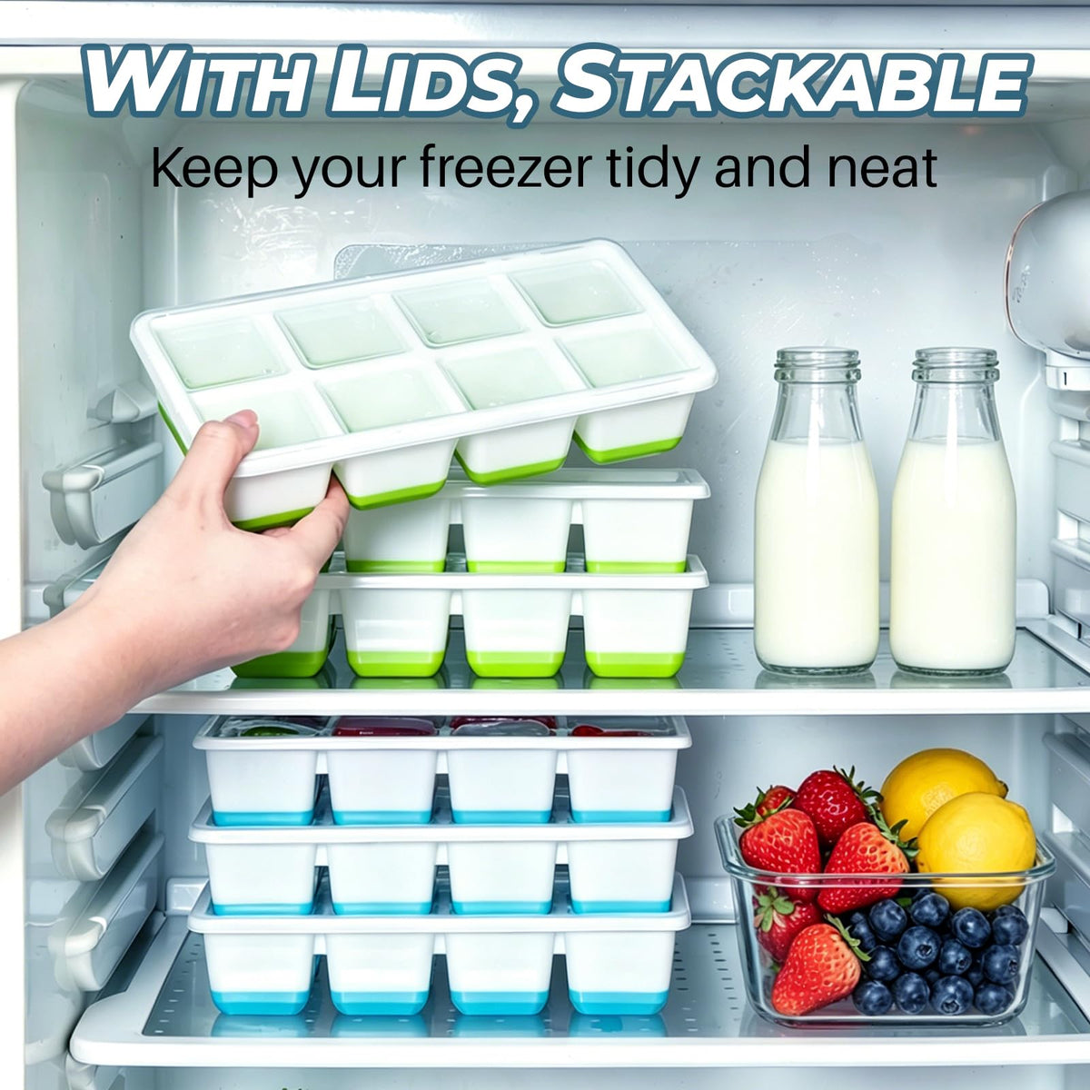 Large Ice Cube Trays with Lid (2 Count)