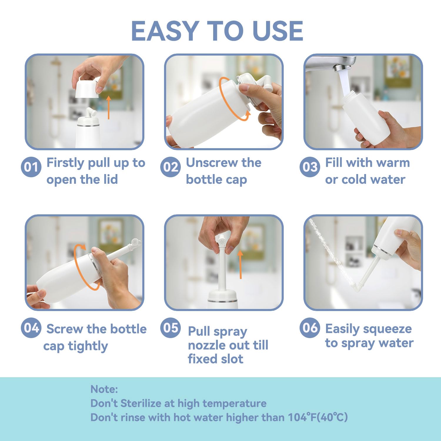 Portable Bidet for Travel Friendly Handheld Personal Peri Bottle 400ml Convenient Leakproof Design Personal Hygiene Cleaning (4.96 Ounce)