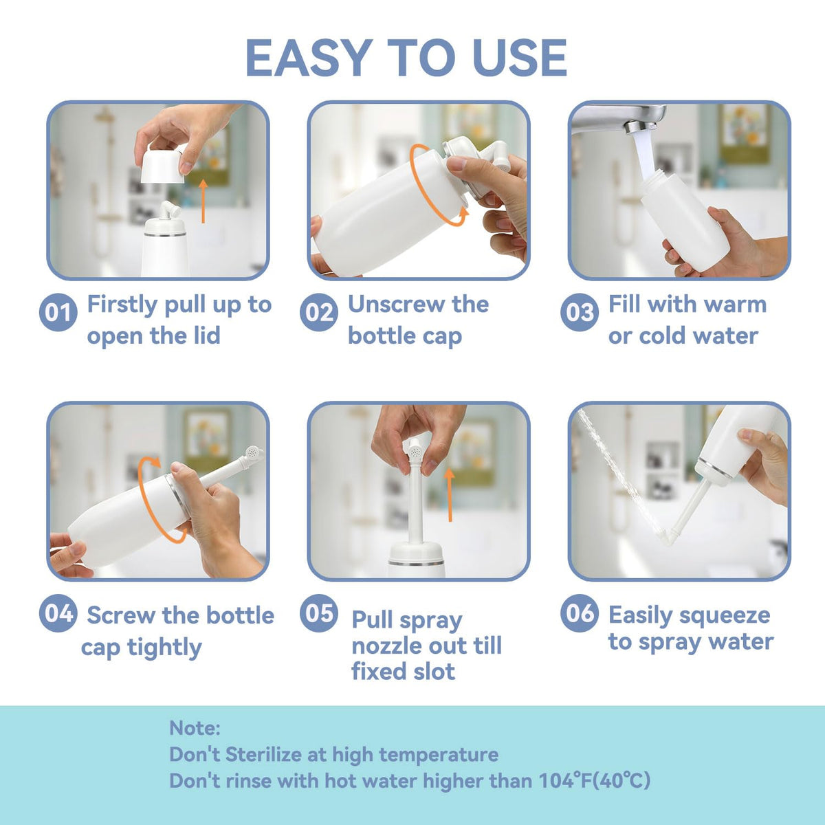 Portable Bidet for Travel Friendly Handheld Personal Peri Bottle 400ml Convenient Leakproof Design Personal Hygiene Cleaning (4.96 Ounce)