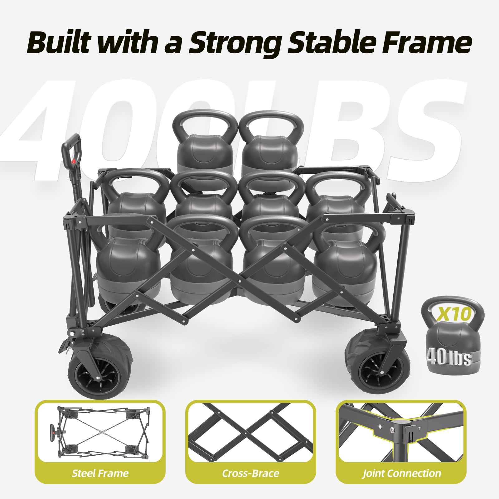 Wagons Carts Foldable Heavy Duty with 400Lbs Wt