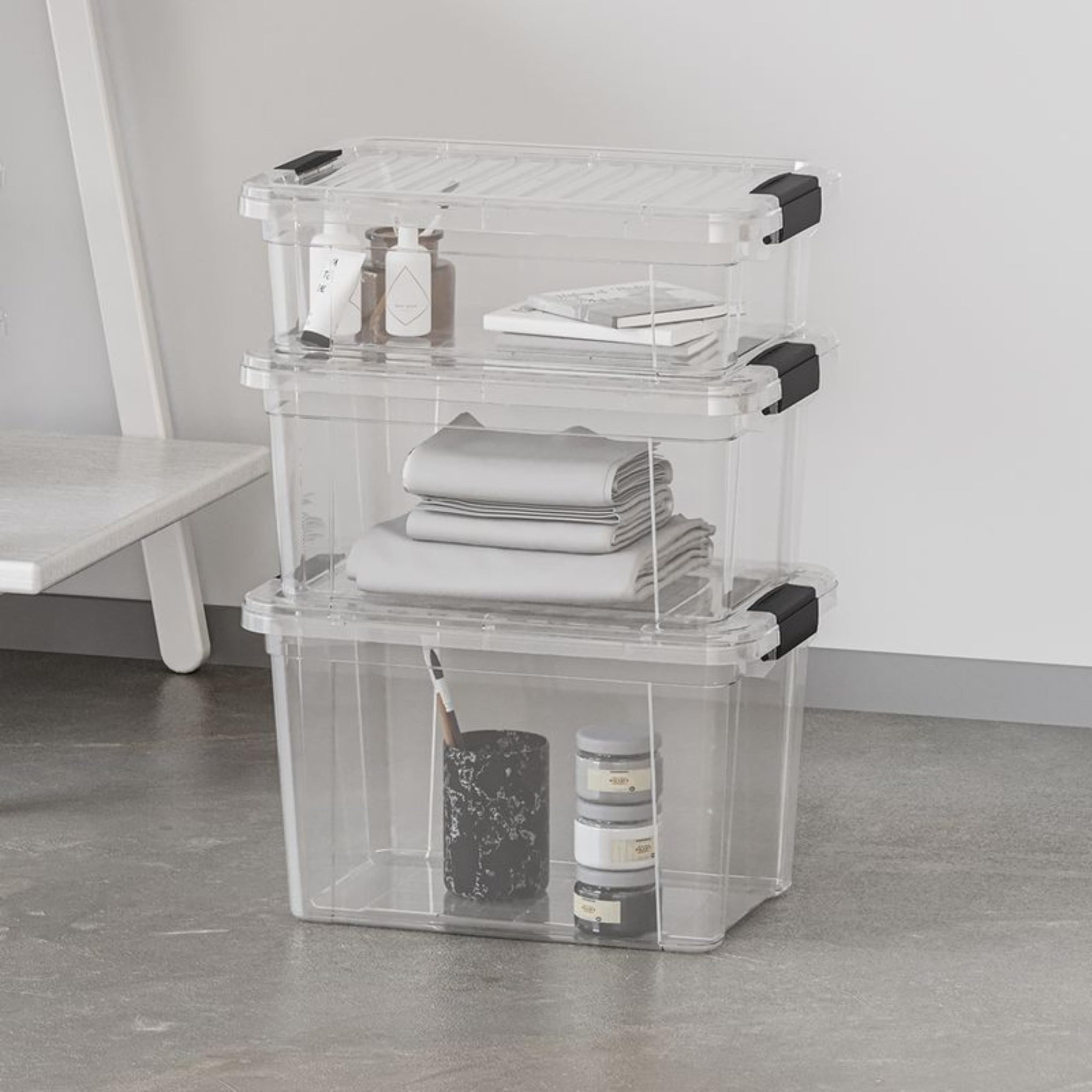 Clear Storage Bins with Lids (2 Count)