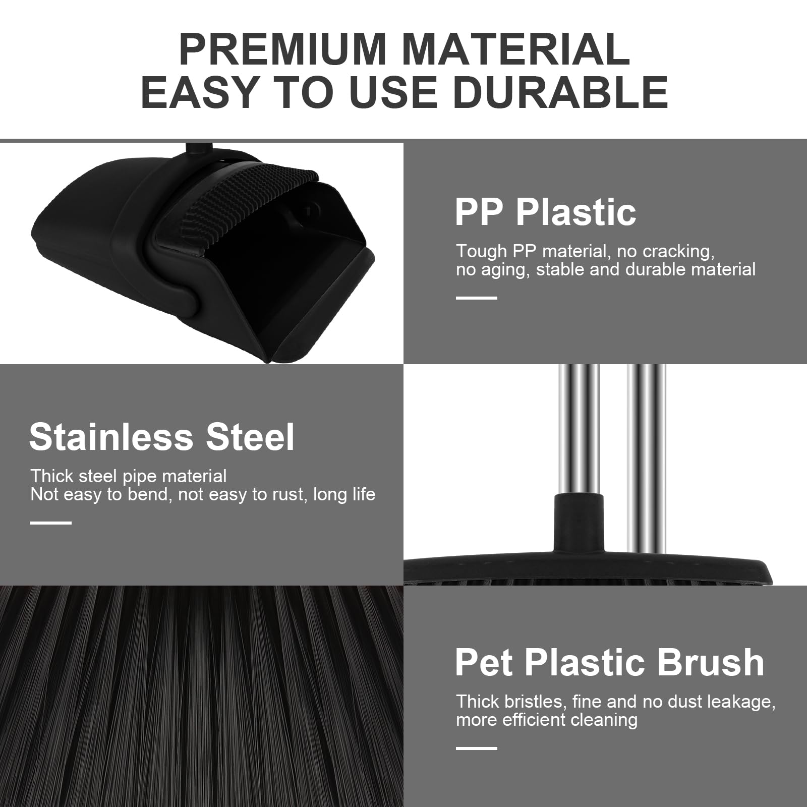 Black Broom and Dustpan Combo Set