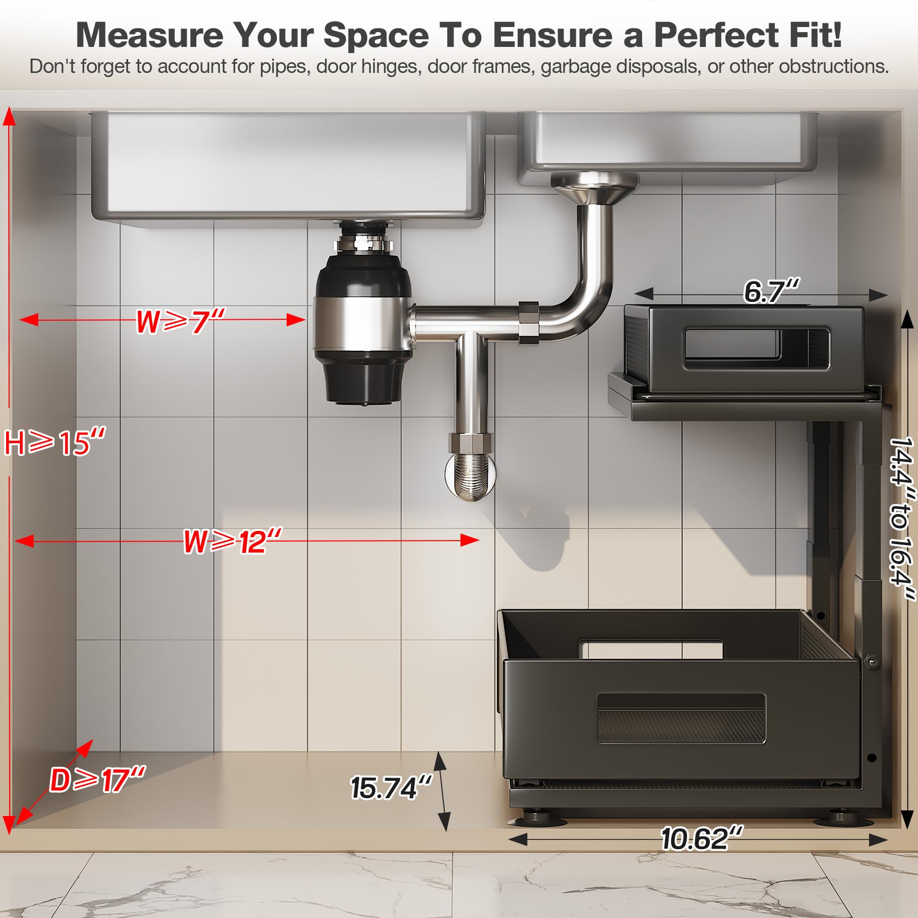 2 Pack Under Sink Organizer with Next (2 Count)