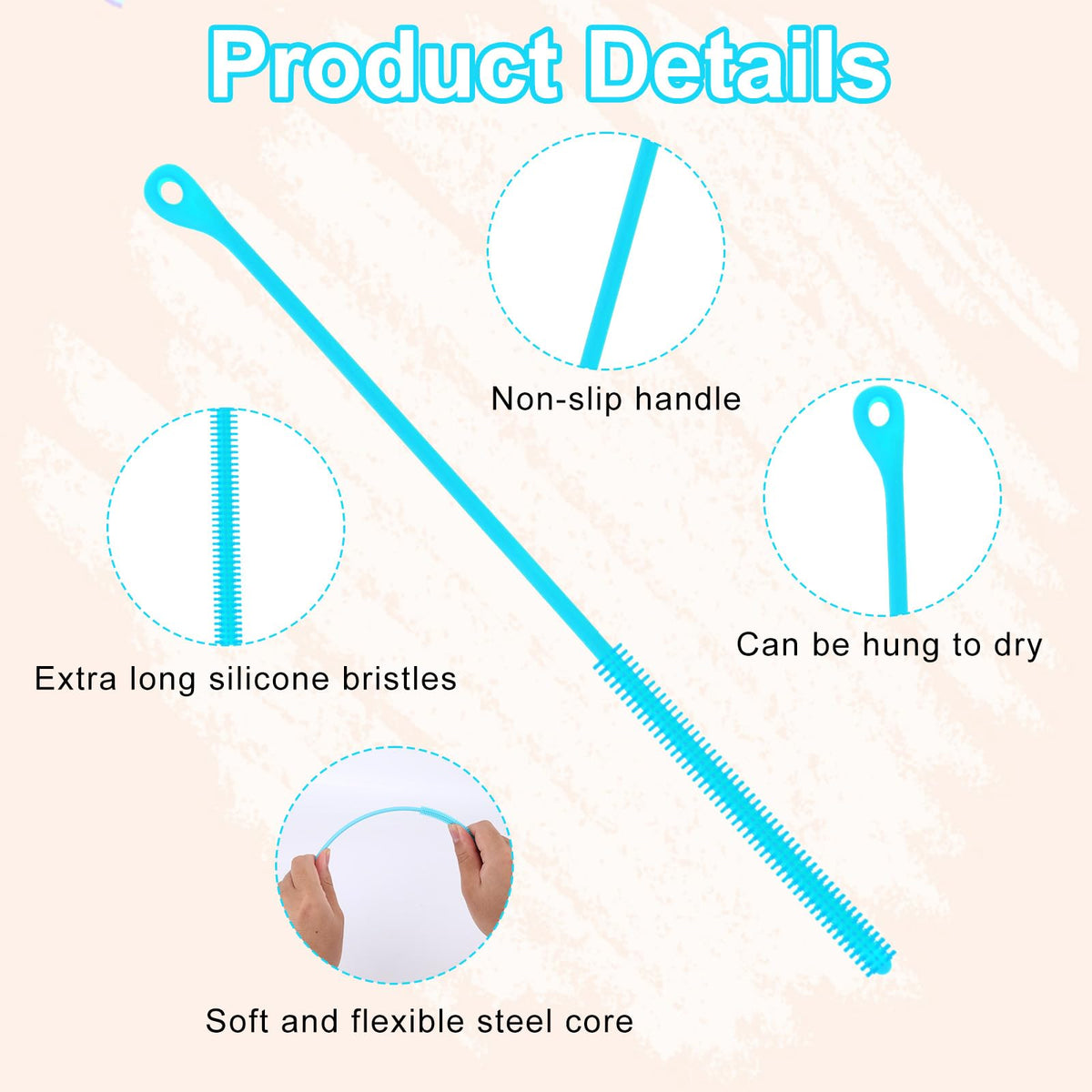 2pcs Silicone Straw Cleaning Brush (2 Count)
