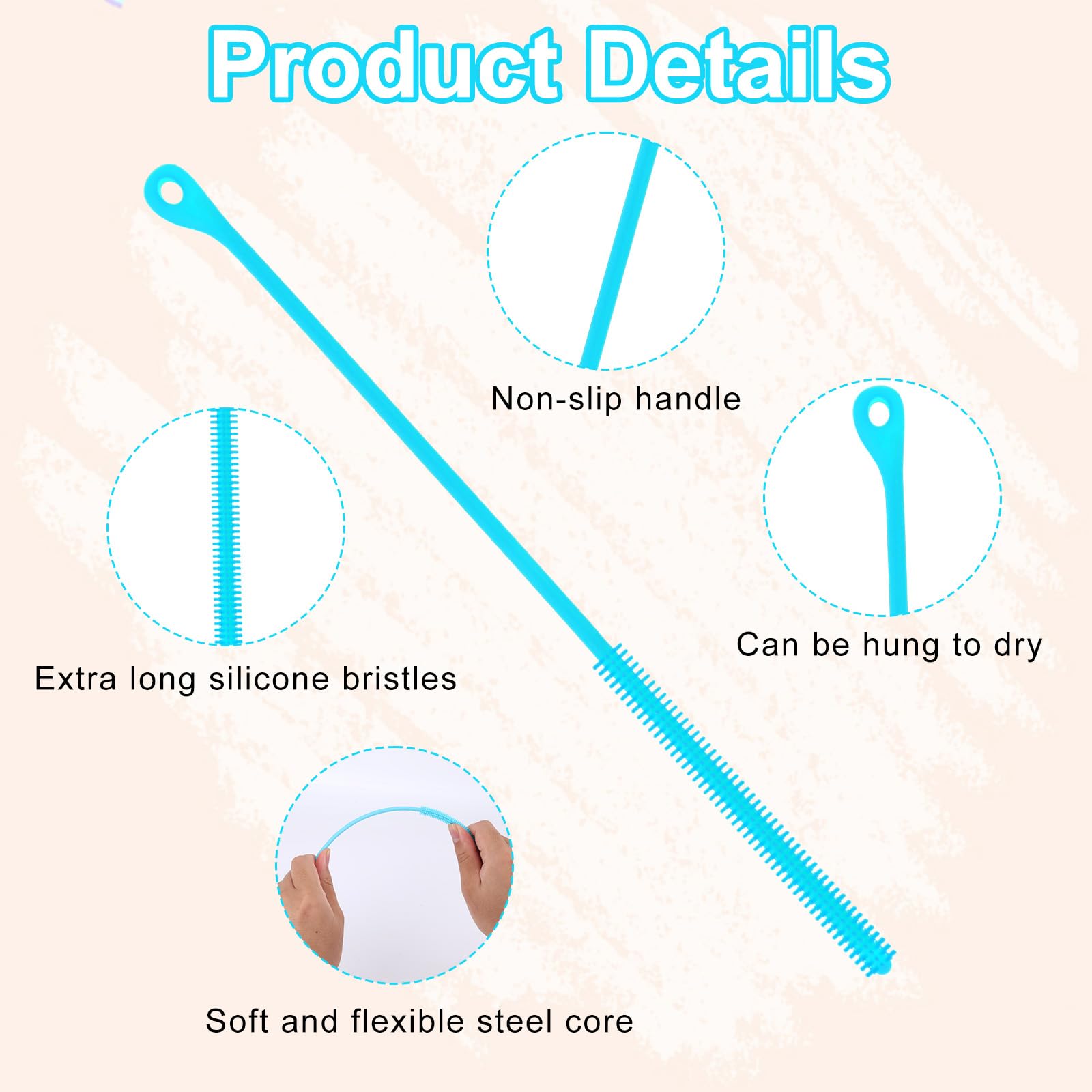 2pcs Silicone Straw Cleaning Brush (2 Count)