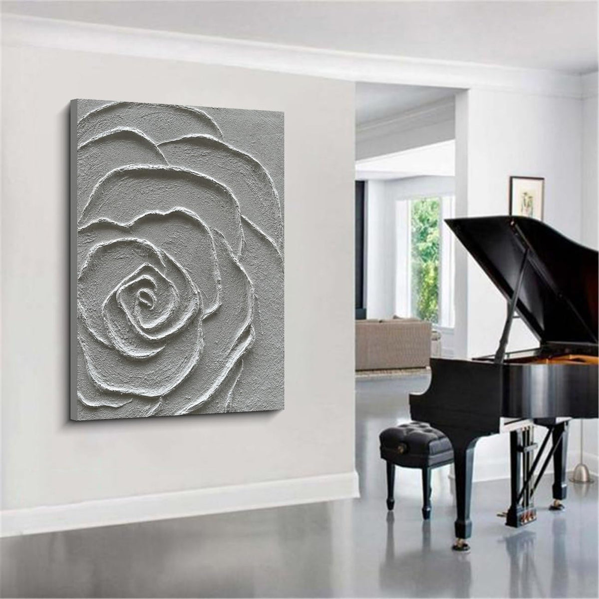 Art Contemporary Minimalist Texture Abstract Oil Painting White Flower Texture Painting Minimalist Art 40x28 Inch Home Wall Decoration