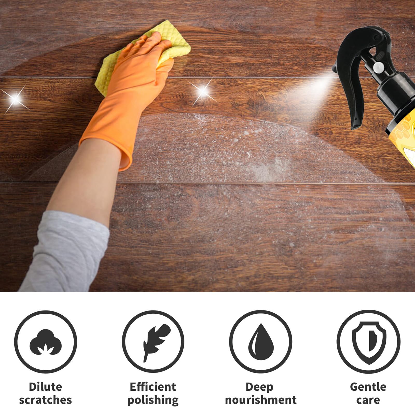 Beeswax Spray Cleaner with Sponge & Towel for Wood Furniture (4 Fl Oz)