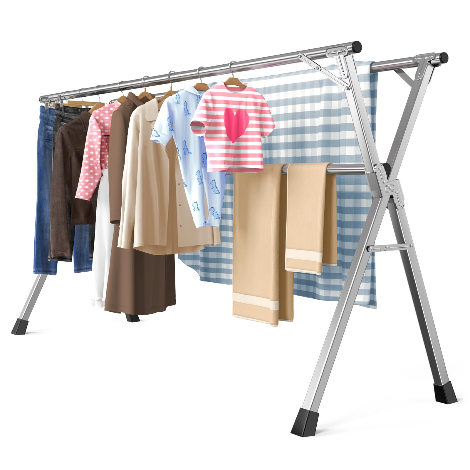 Folding Stainless Steel Laundry Drying Rack 95 Inches