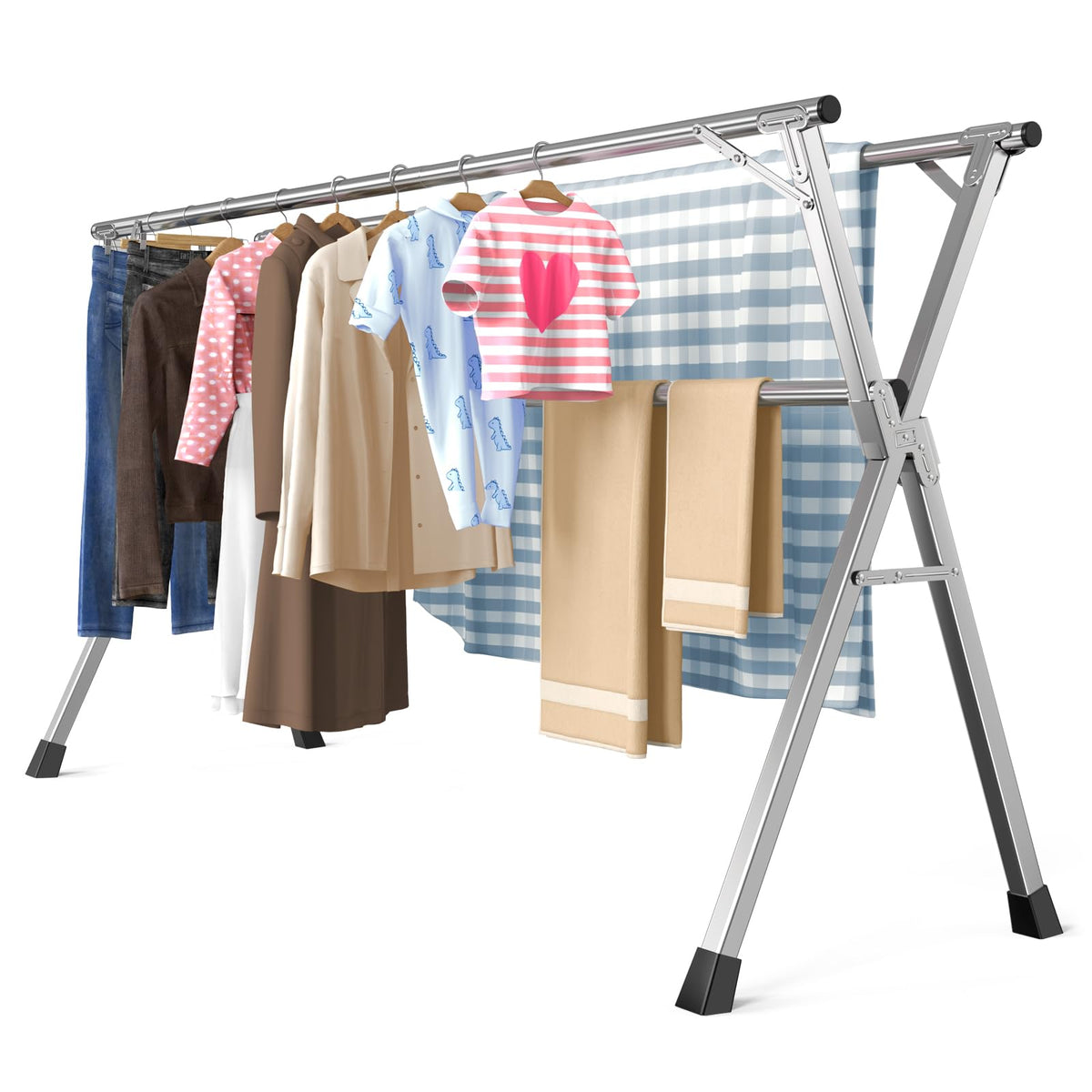 Folding Stainless Steel Laundry Drying Rack 79 Inches