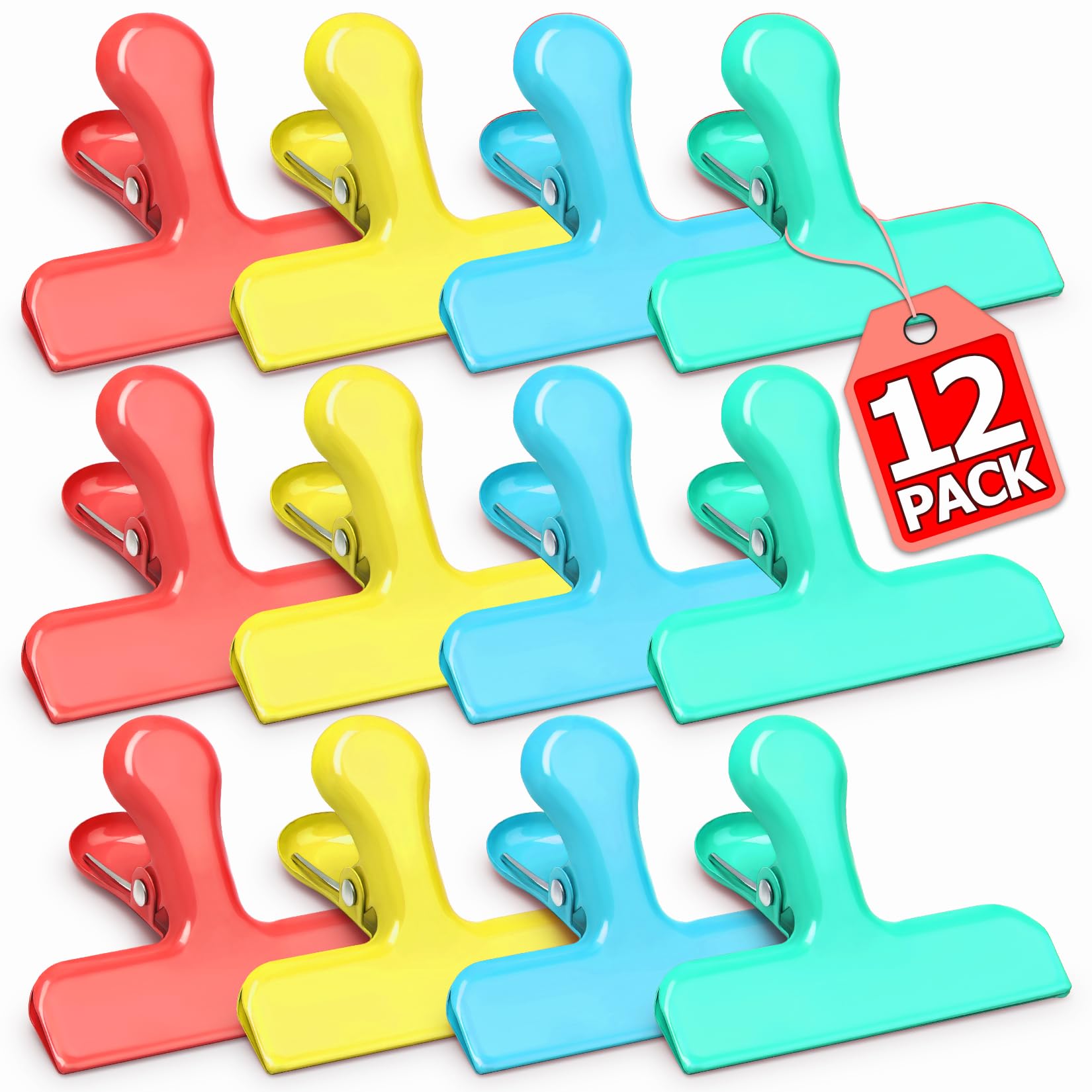 12 Pack Stainless Steel Chip Bag Clips (12 Count)