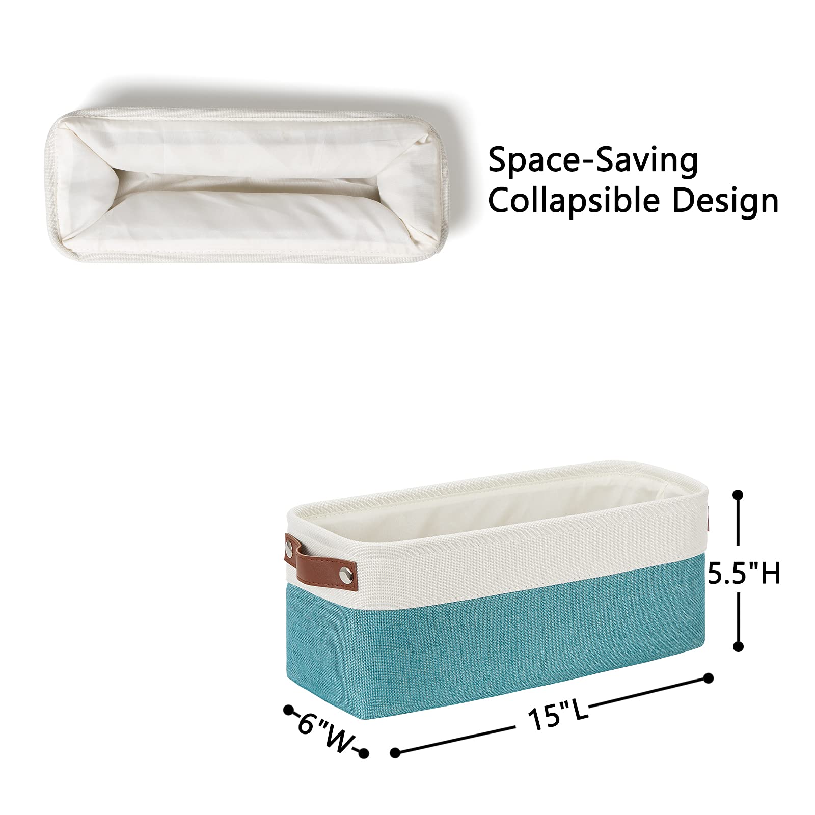 Small Bathroom Closet Storage Baskets Canvas Fabric Storage Bins for Toilet 2 Pack Collapsible Home Organizer With Handles (2 Count)