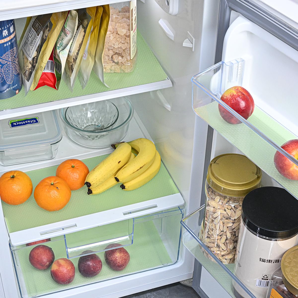 12Pcs Refrigerator Liners Washable Fridge Shelf Liners Refrigerator Mats for Freezer Glass Shelves Kitchen Cabinets Cupboards Drawers