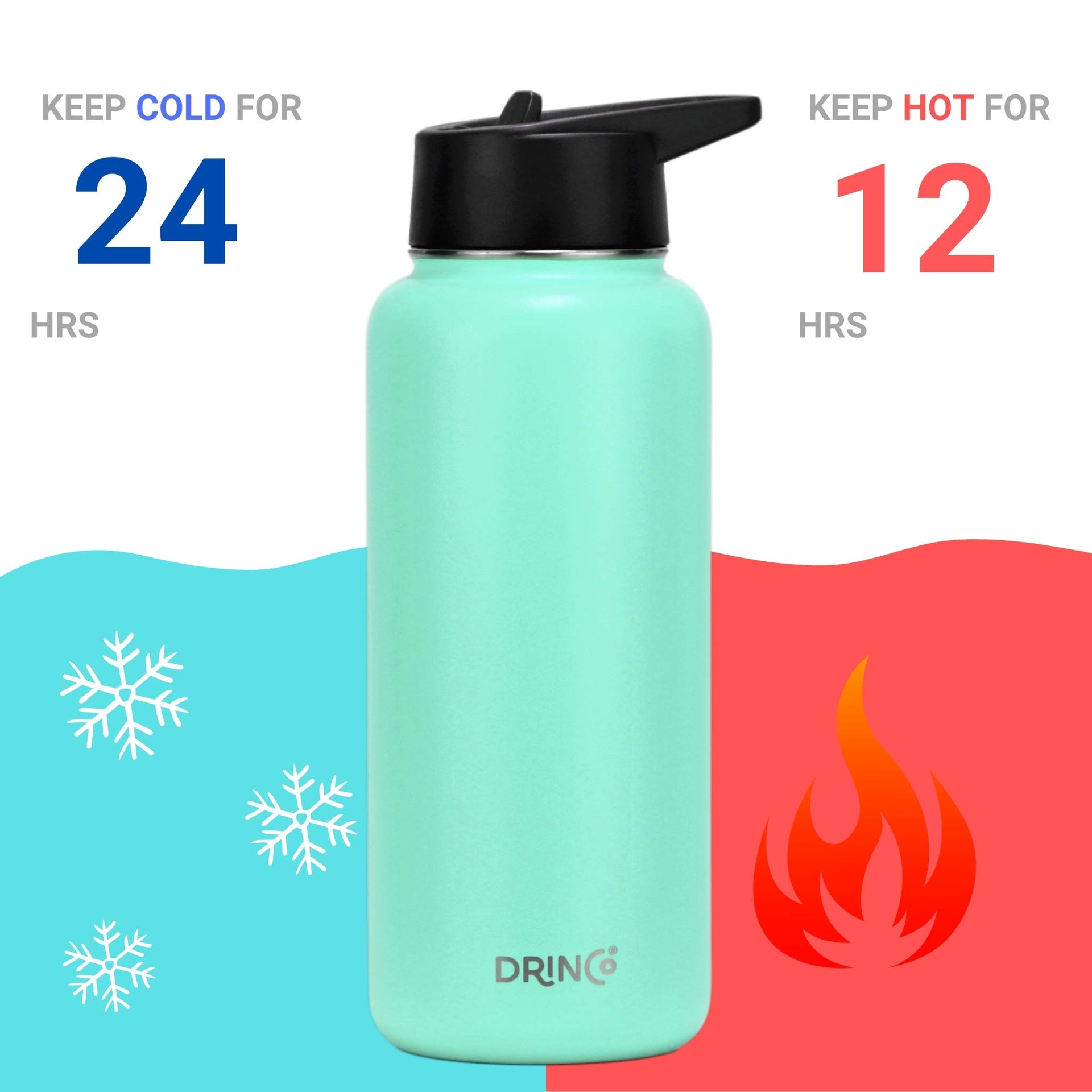 Stainless Steel Water Bottle Spout Lid Vacuum Insulated Double Wall Water Bottle Wide Mouth
