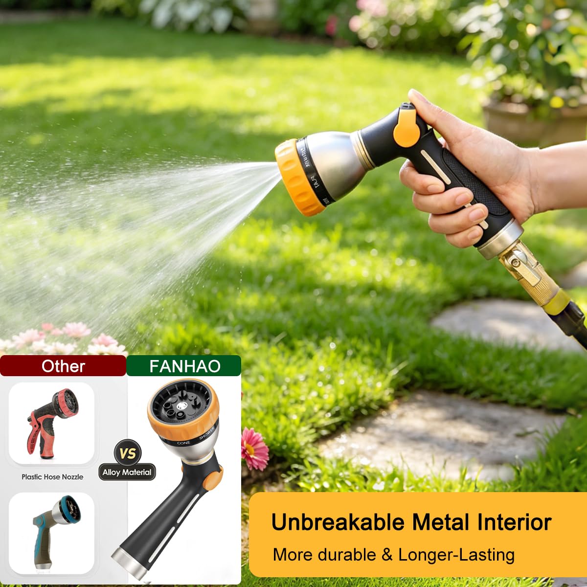 Thumb Control Garden Hose Nozzle Heavy Duty Metal