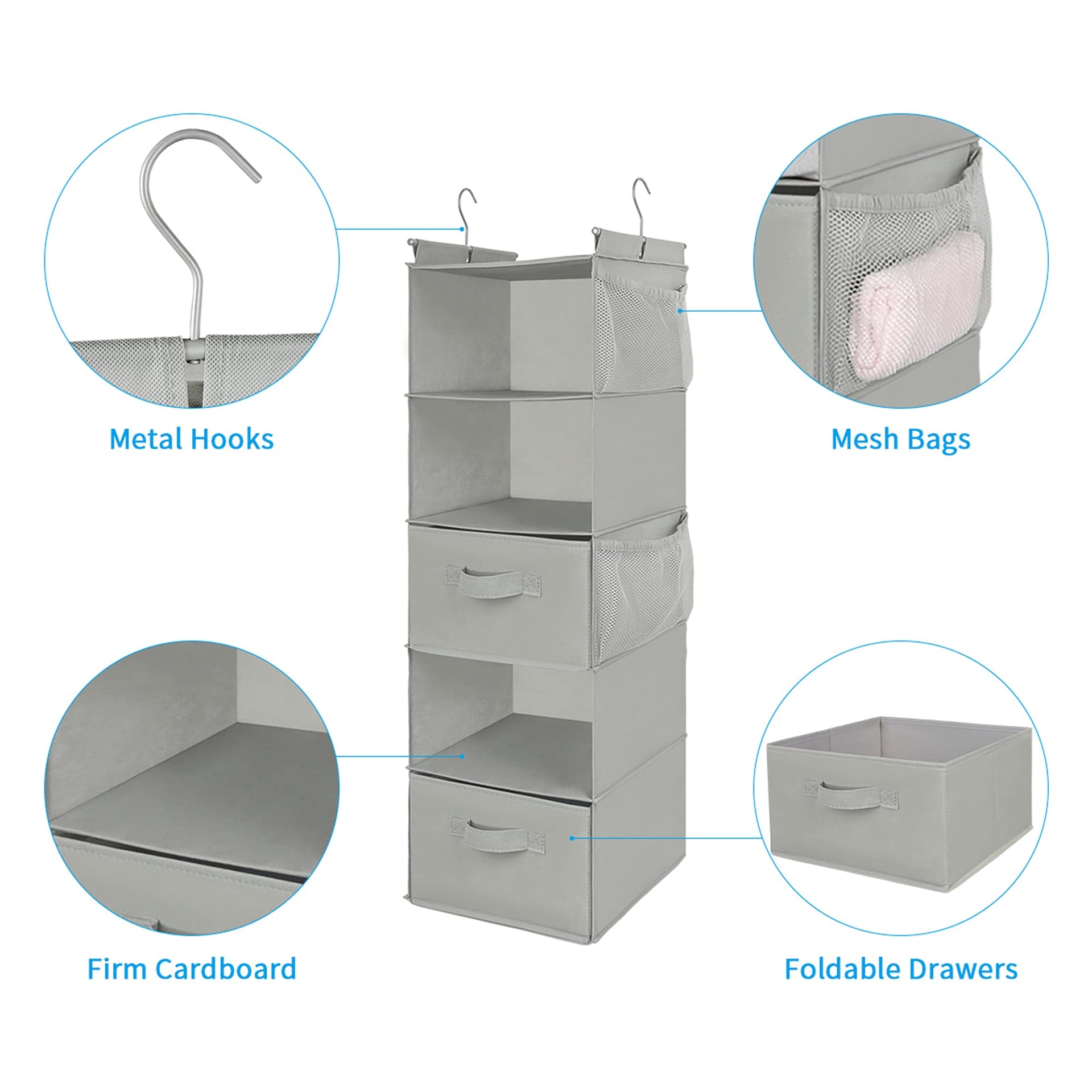5 Tier Shelf Hanging Closet Organizer (5 Count)