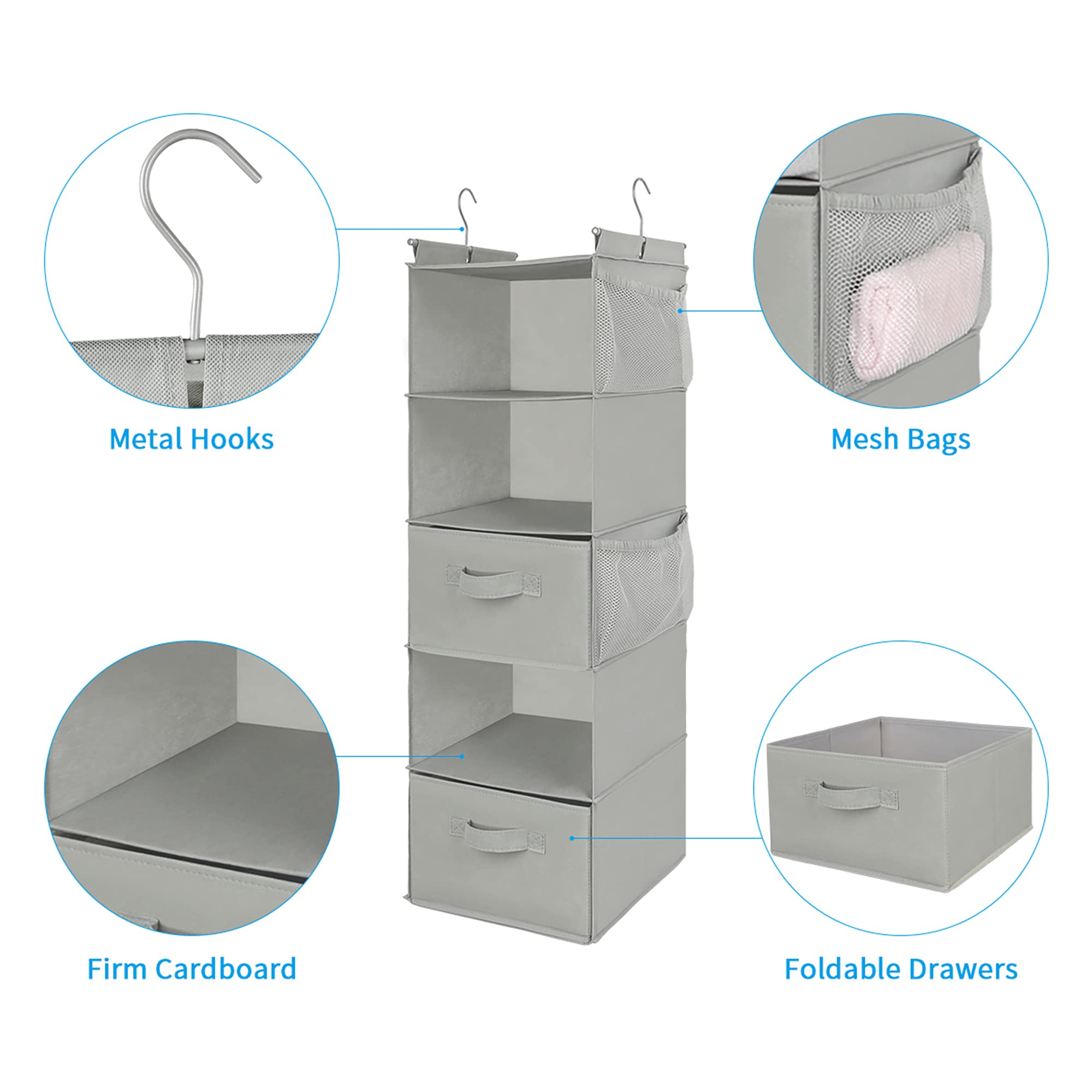 5 Tier Shelf Hanging Closet Organizer (5 Count)