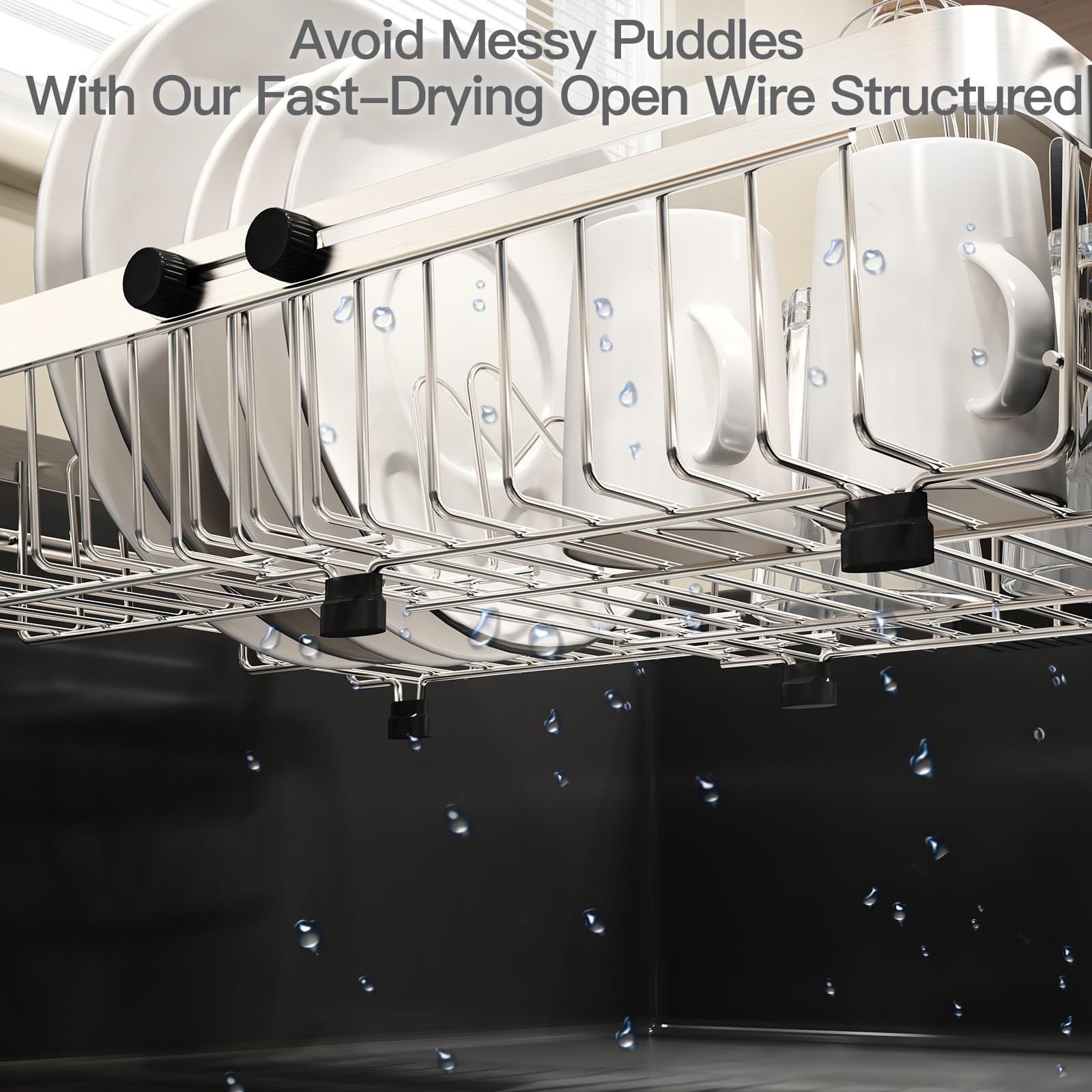 Dish Drying Rack Over The Sink with Utensil Holder
