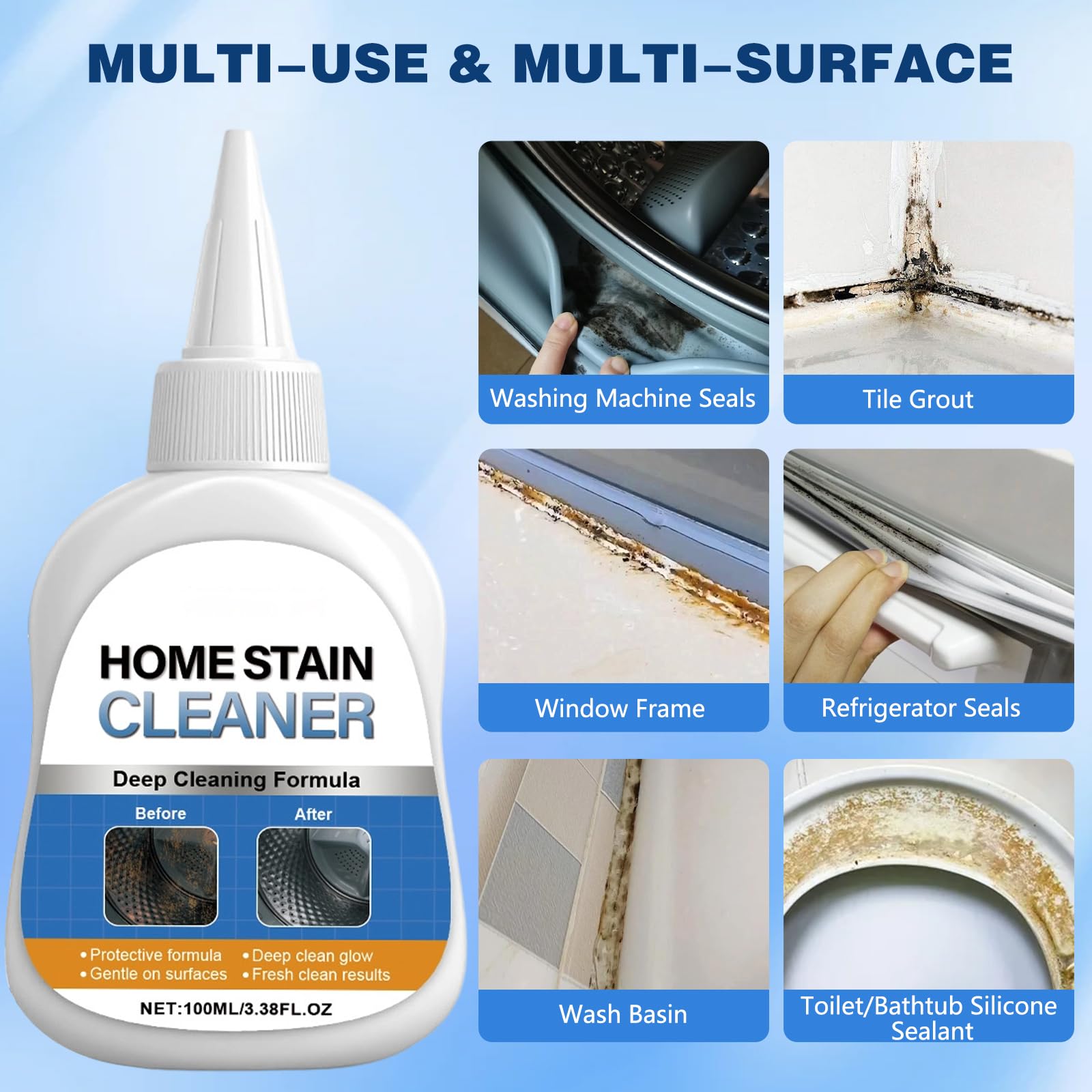 Mold stain removal gel cleaner