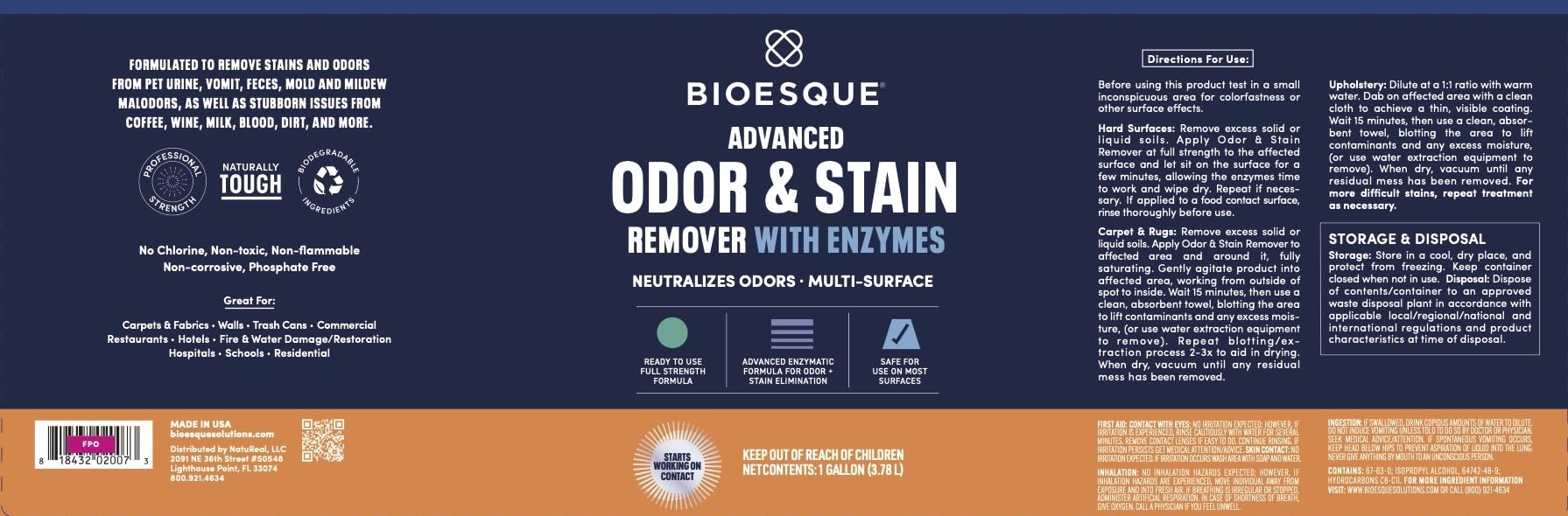 Advanced Odor & Stain Remover with Enzymes (512 Fl Oz)