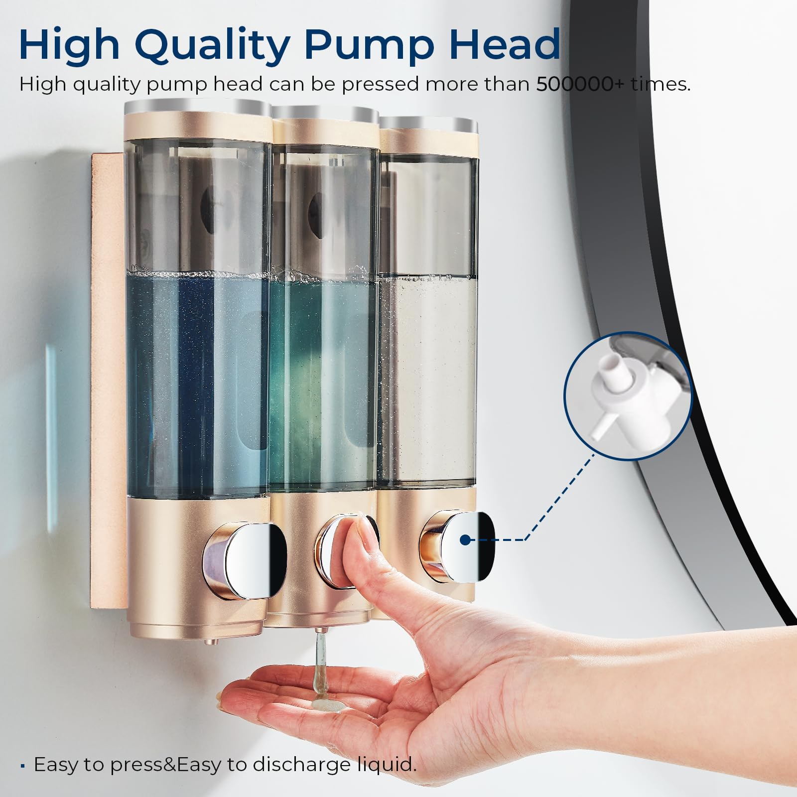 Shower Soap Dispenser No Drill 3 Chamber*300ML