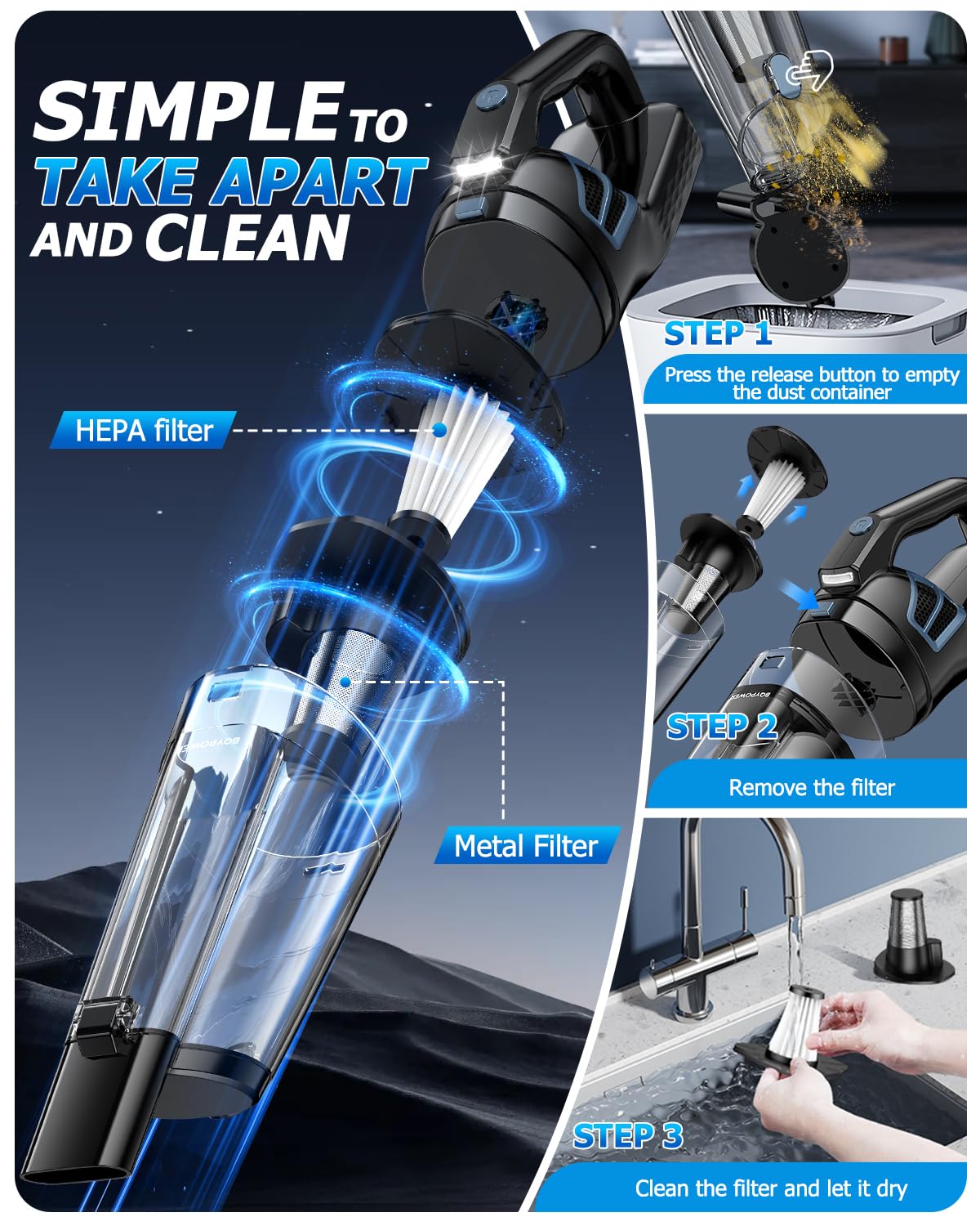 Handheld Vacuum Cordless Rechargeable