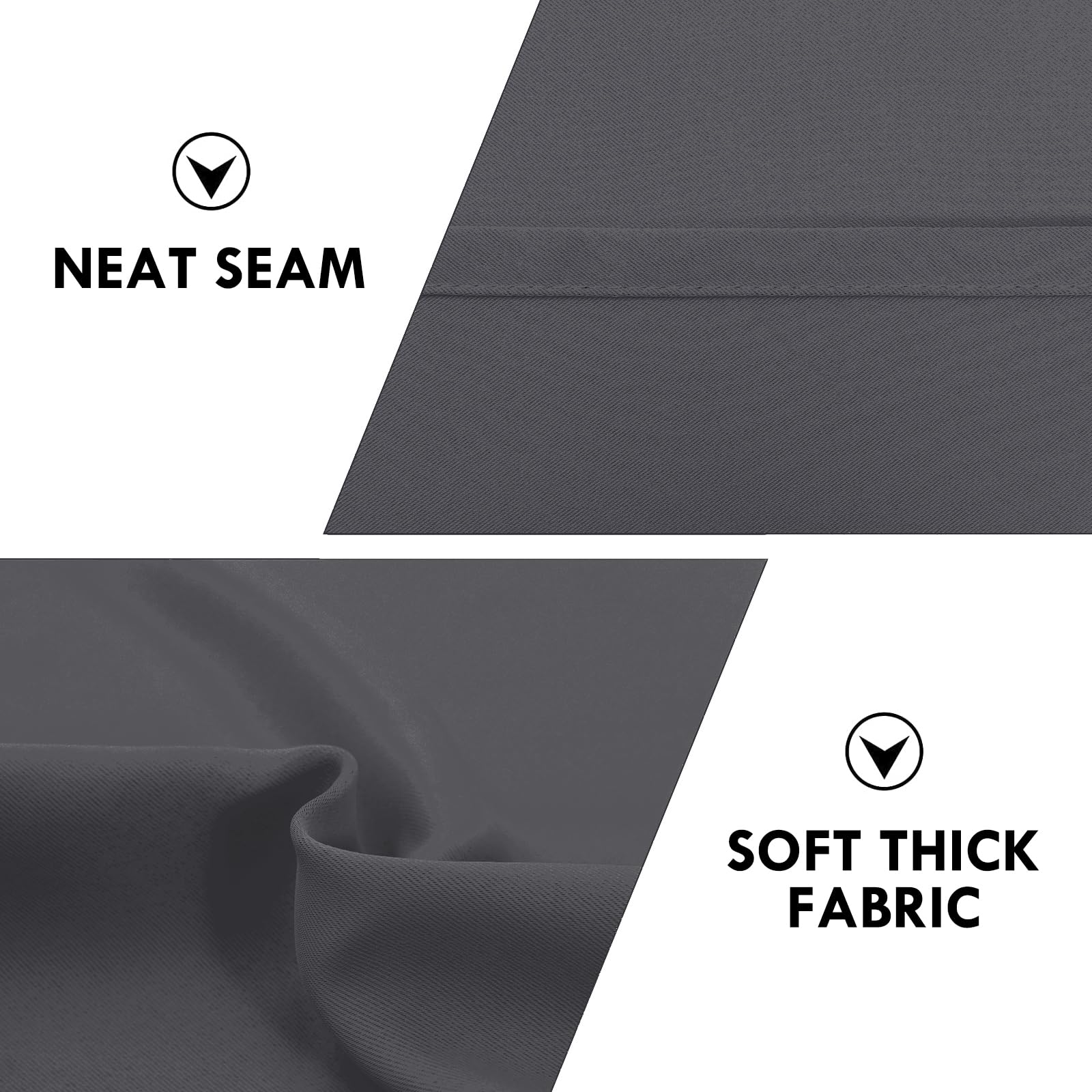 Wide Blackout Curtains for Bedroom 70 x 84 Inch Long Dark Grey (2 Count)